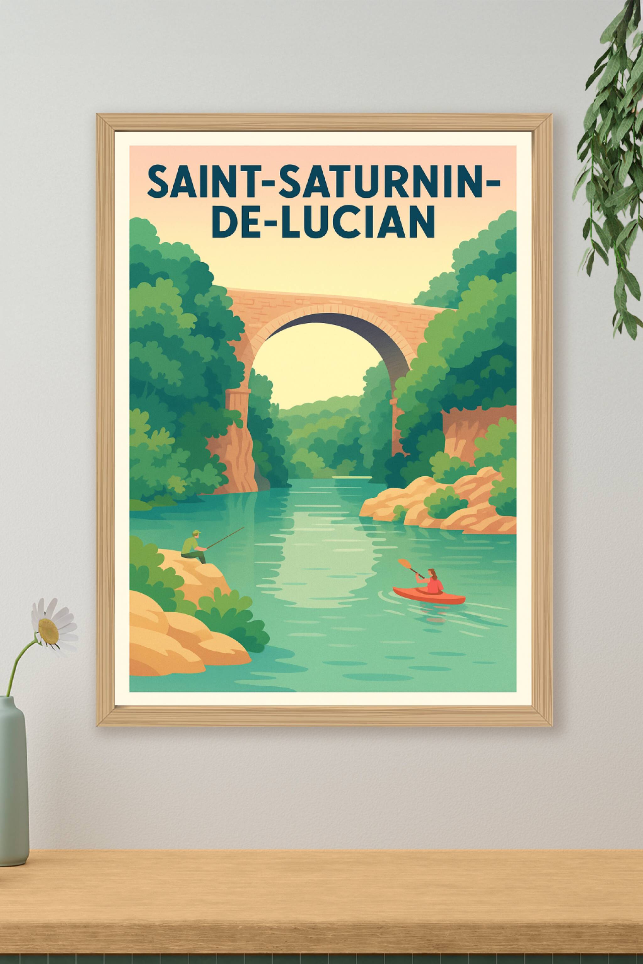 Affiche Saint-Saturnin-de-Lucian — Évasion au fil de l'eau · poster d'art de Saint-Saturnin-de-Lucian
