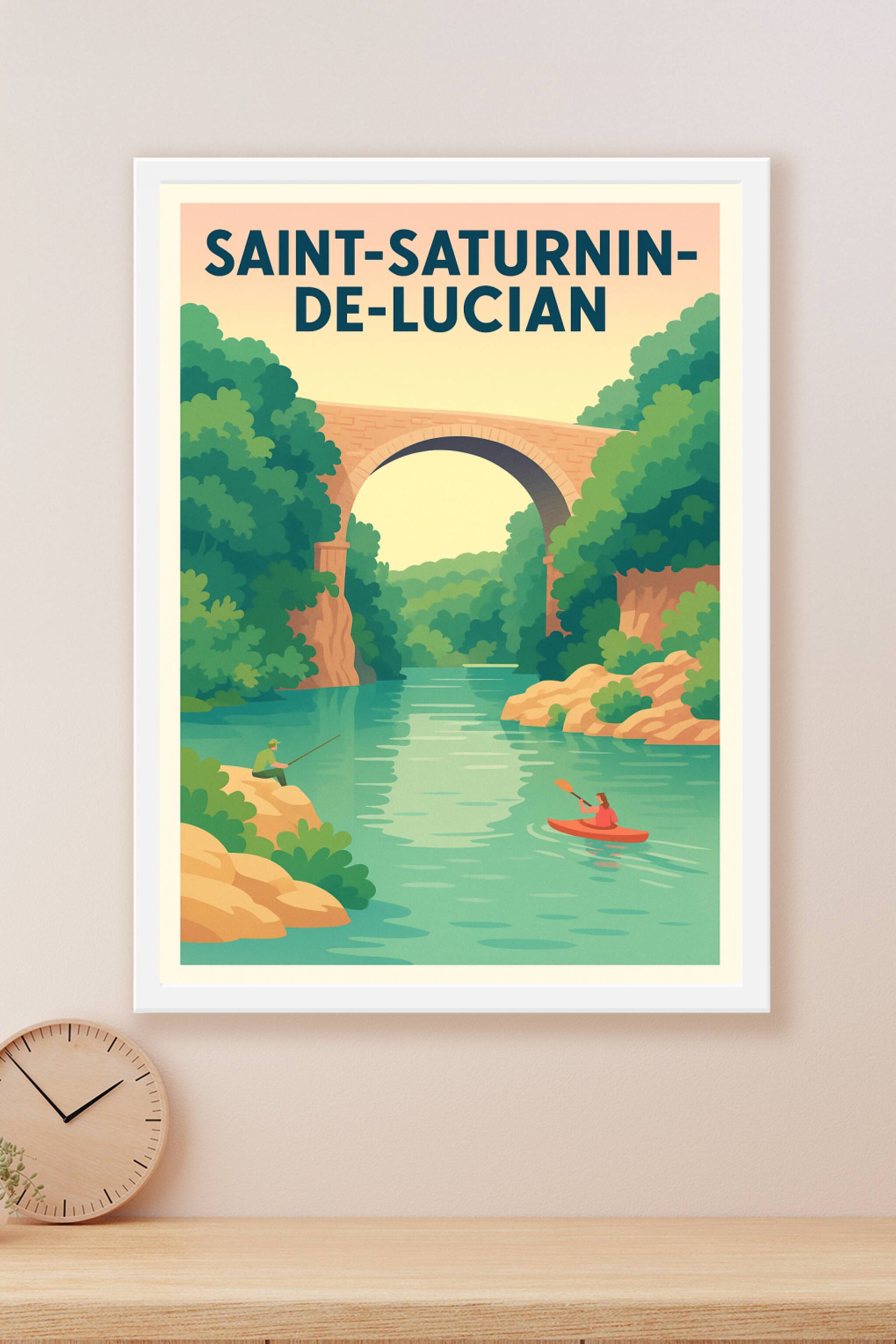 Affiche Saint-Saturnin-de-Lucian — Évasion au fil de l'eau · poster d'art de Saint-Saturnin-de-Lucian