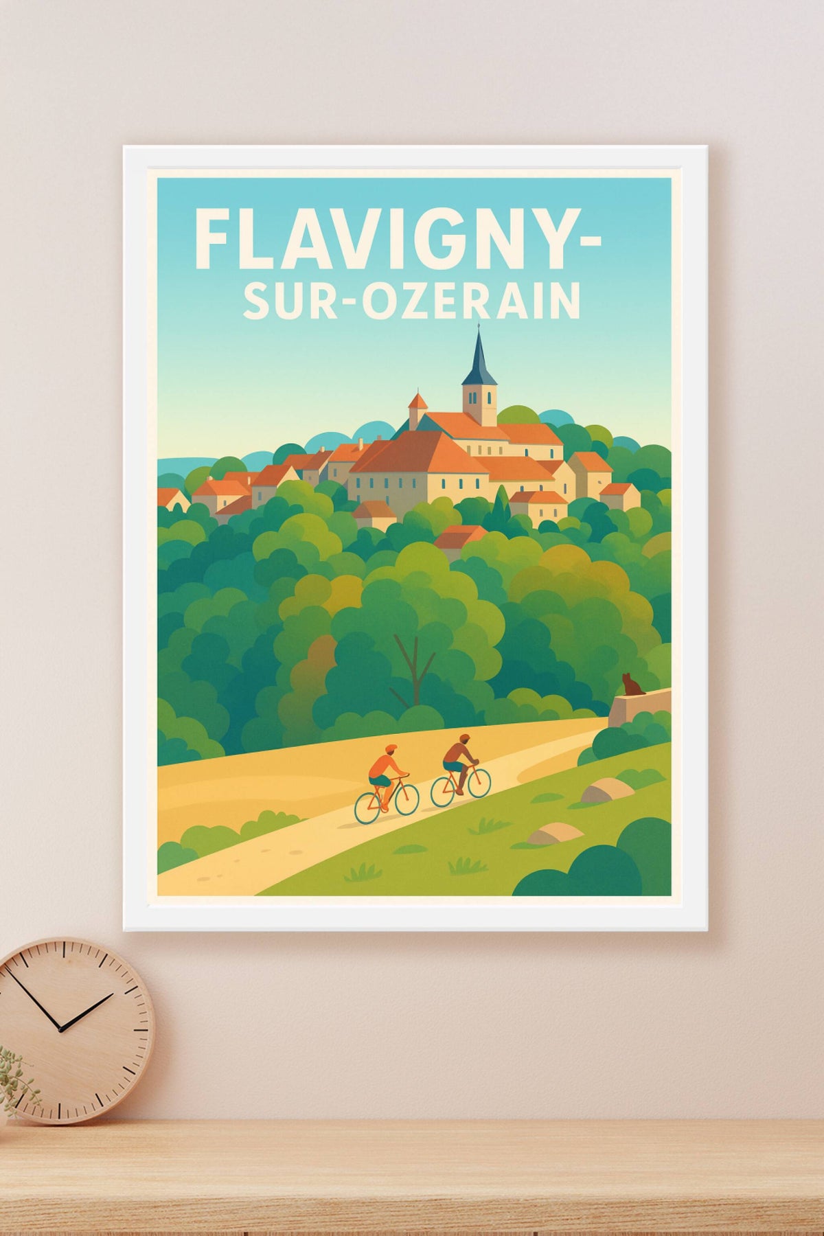 Affiche Flavigny-sur-Ozerain — Charme bucolique et balades à vélo · poster d'art de Flavigny-sur-Ozerain