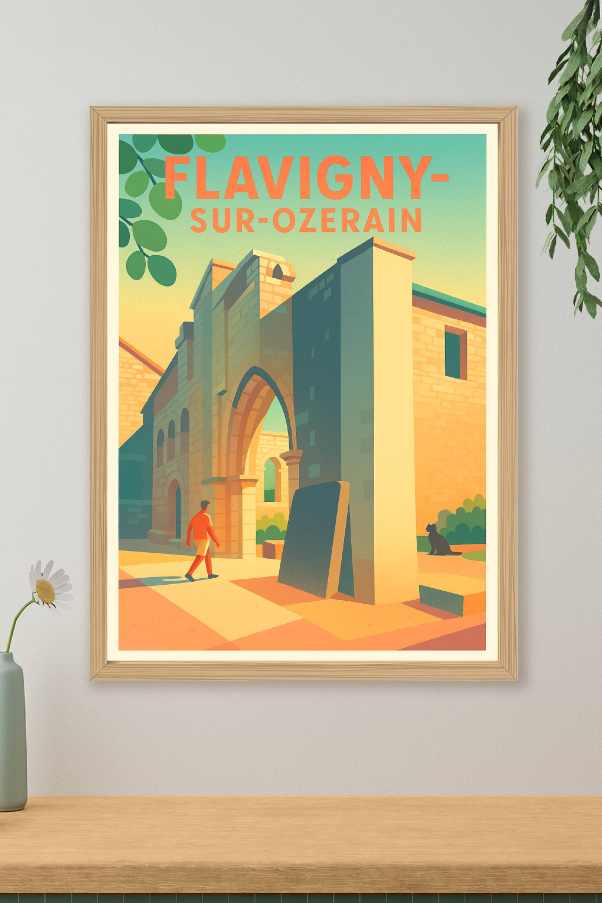 Affiche de Flavigny-sur-Ozerain - L'élégance médiévale illustrée