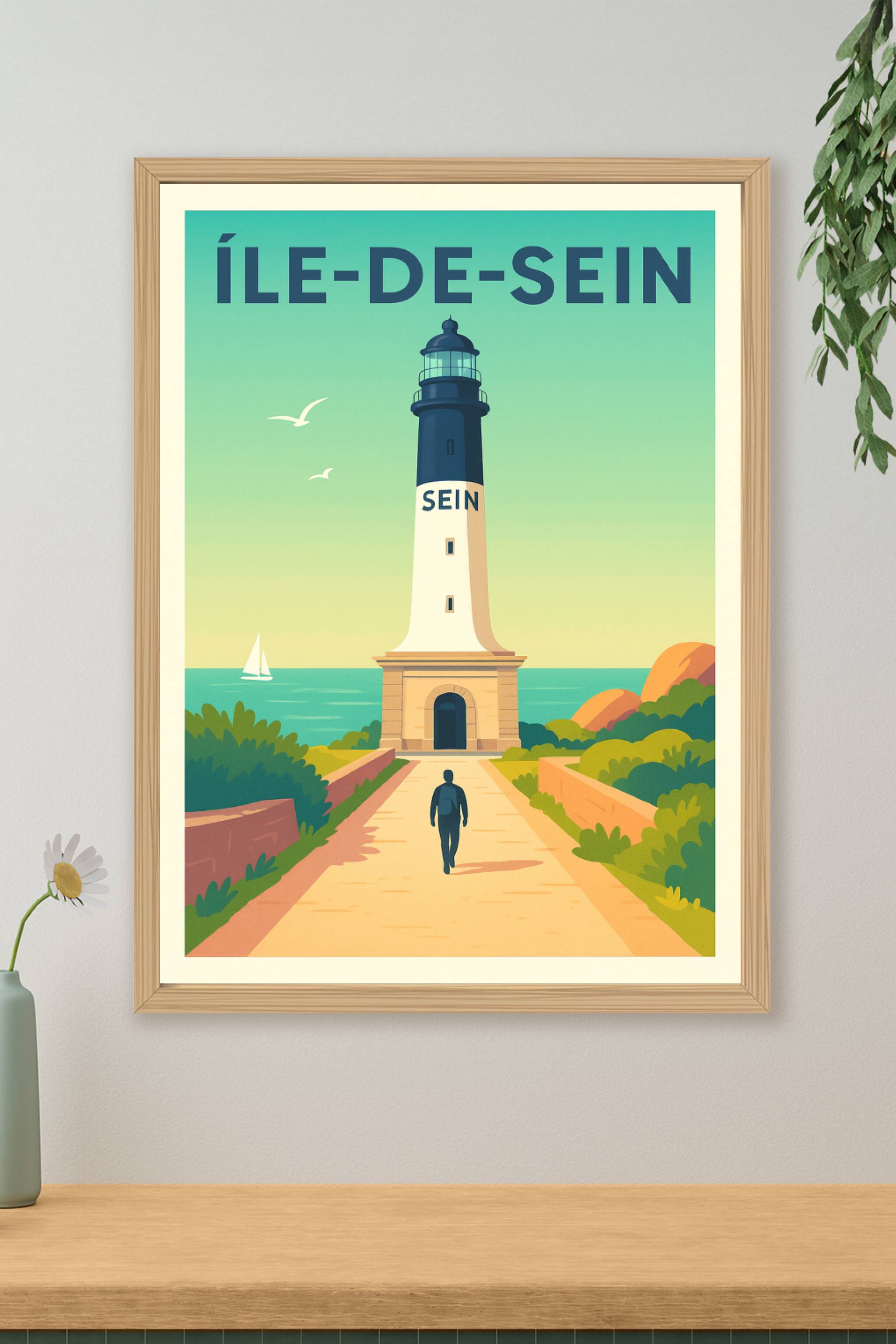 Affiche Île-de-Sein — L'appel du phare · poster d'art de Île-de-Sein