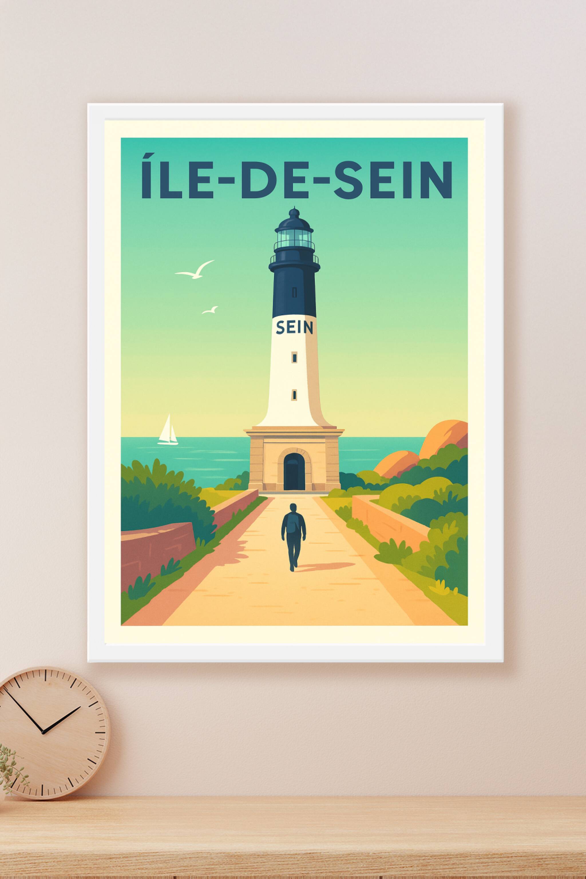 Affiche Île-de-Sein — L'appel du phare · poster d'art de Île-de-Sein