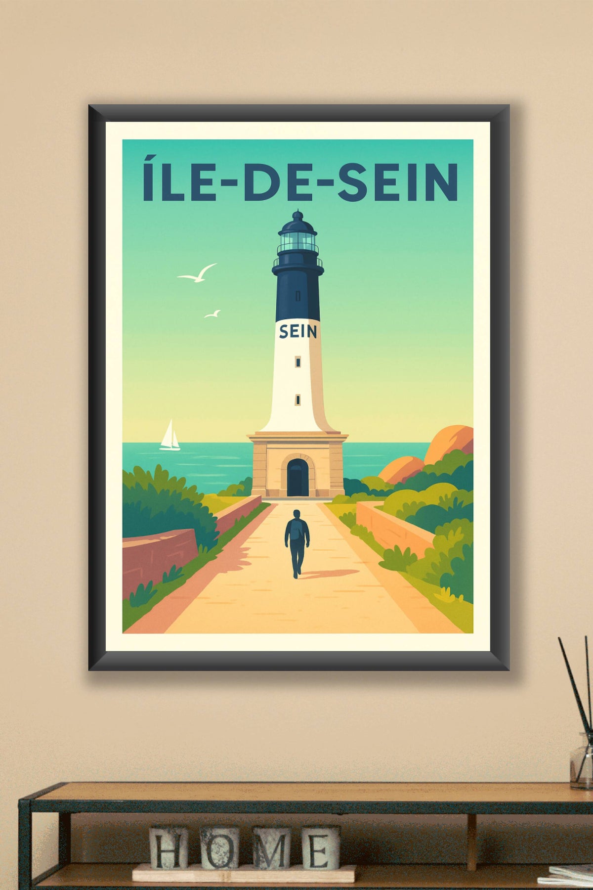 Affiche Île-de-Sein — L'appel du phare · poster d'art de Île-de-Sein
