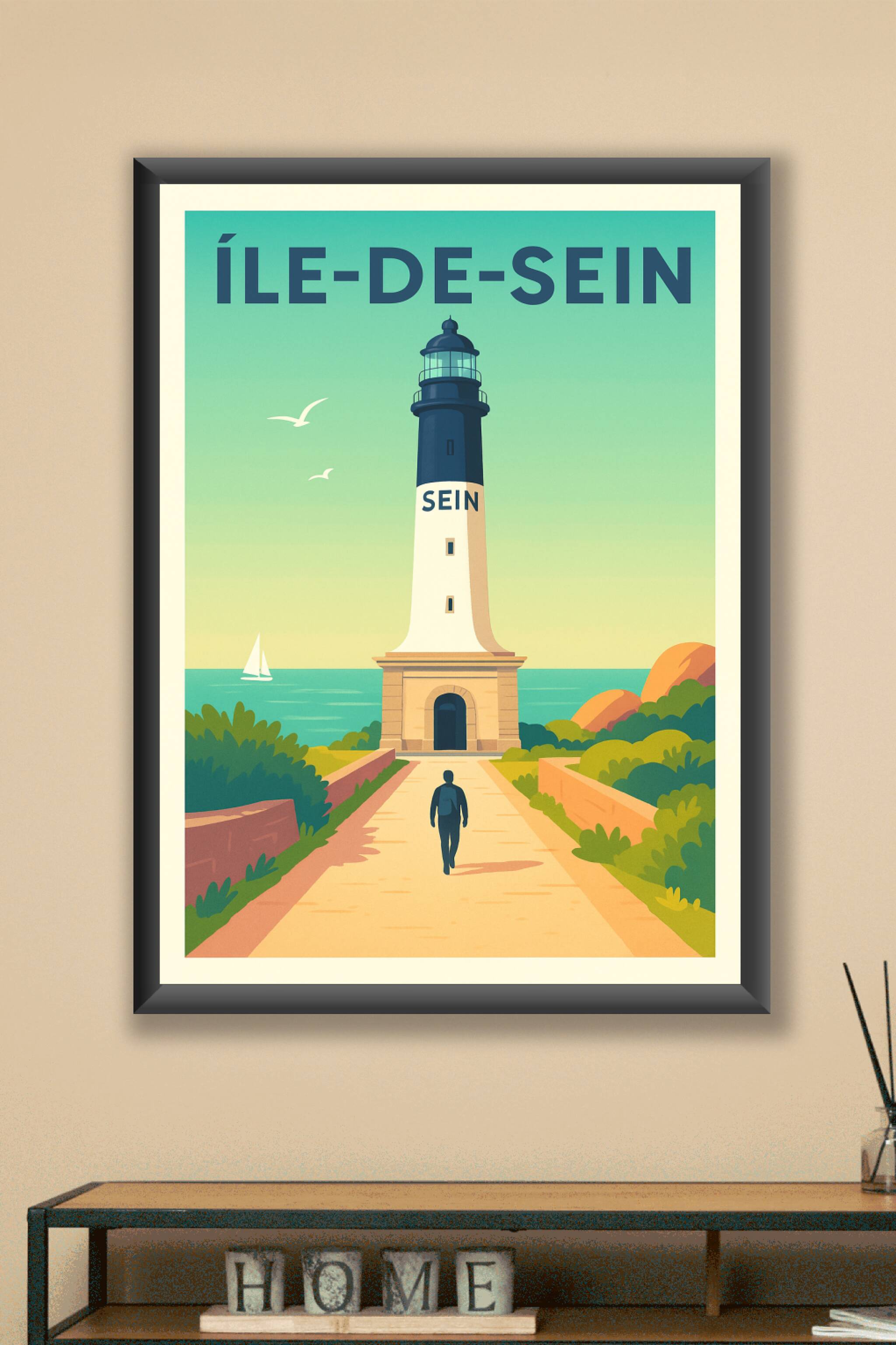 Affiche Île-de-Sein — L'appel du phare · poster d'art de Île-de-Sein