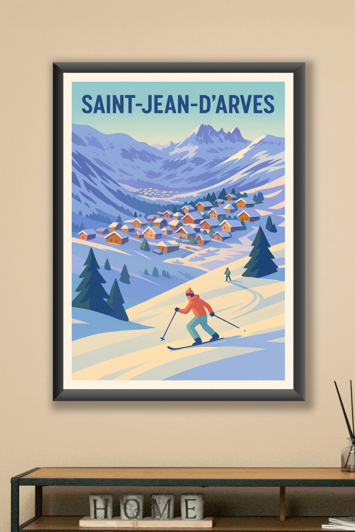 Affiche Saint-Jean-d'Arves — Évasion hivernale en montagne · poster d'art de Saint-Jean-d'Arves