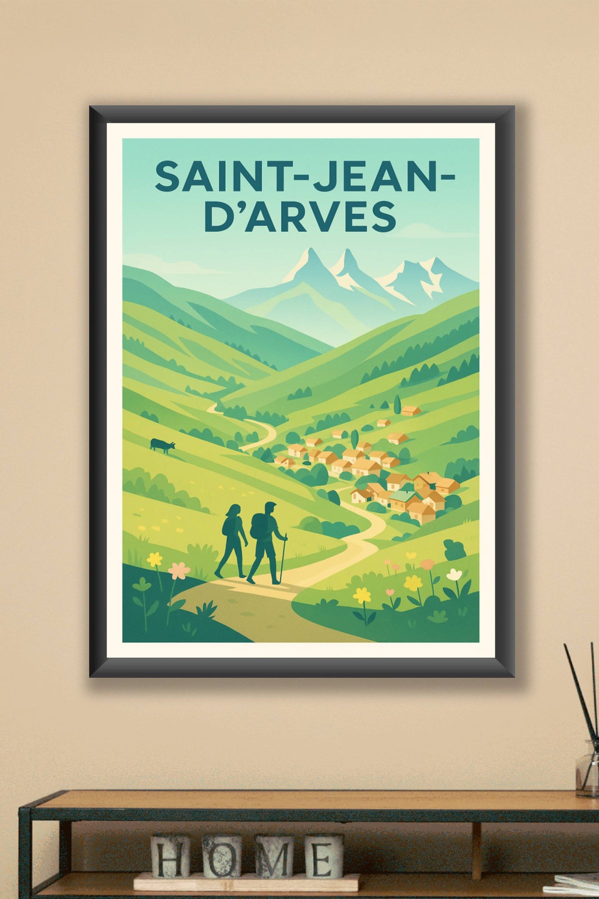 Affiche Saint-Jean-d'Arves — Invitation à la randonnée alpine · poster d'art de Saint-Jean-d'Arves
