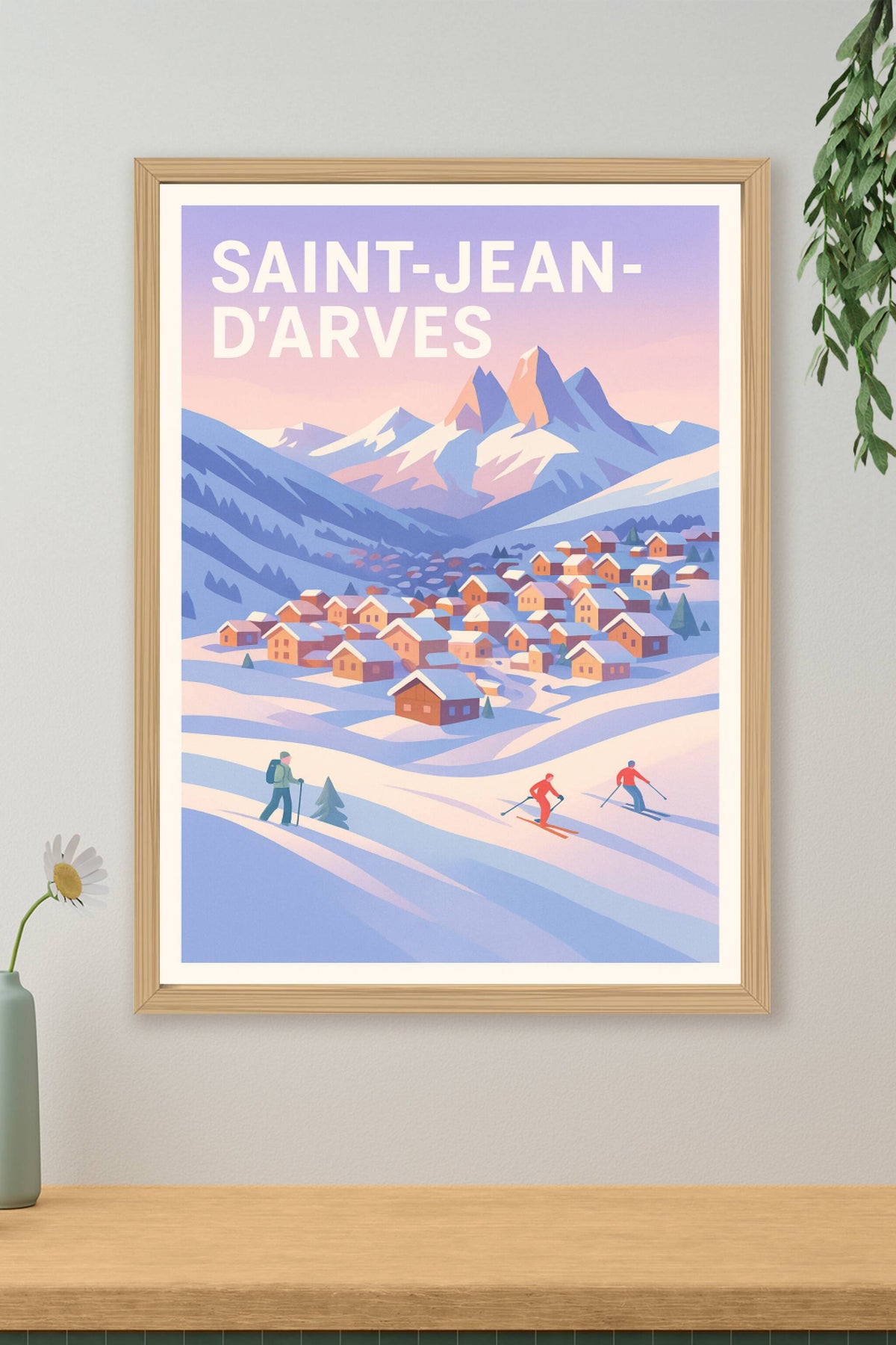 Affiche Saint-Jean-d'Arves — Escapade hivernale en montagne · poster d'art de Saint-Jean-d'Arves