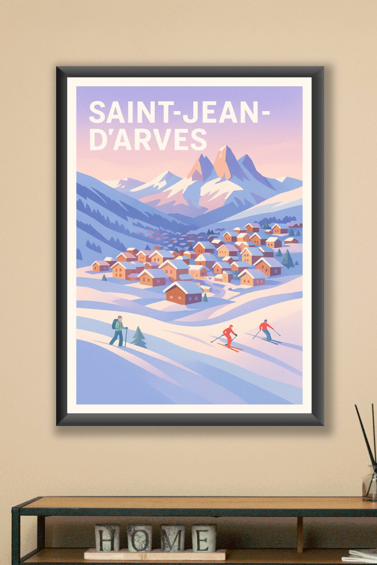 Affiche Saint-Jean-d'Arves — Escapade hivernale en montagne · poster d'art de Saint-Jean-d'Arves