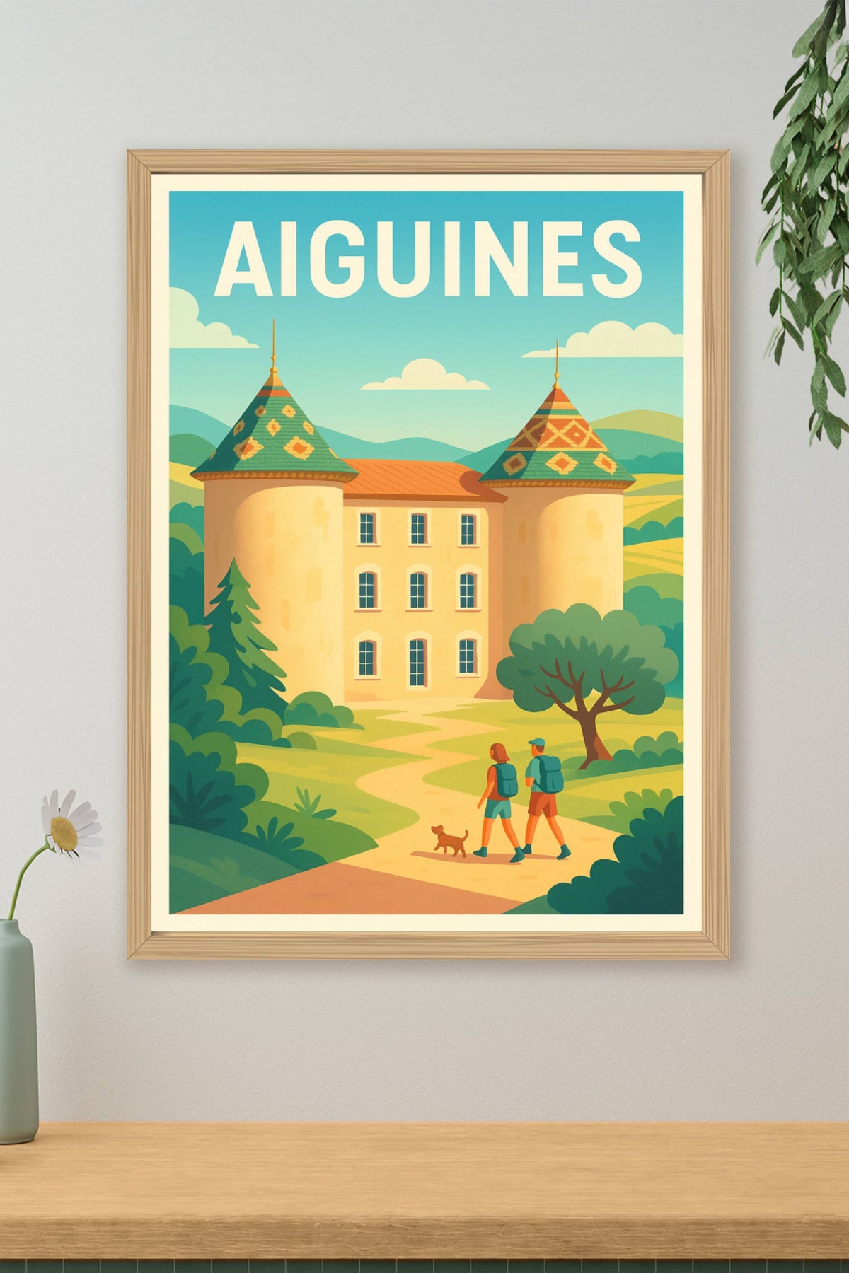 Affiche Aiguines — Voyage bucolique au cœur de la Provence · poster d'art de Aiguines