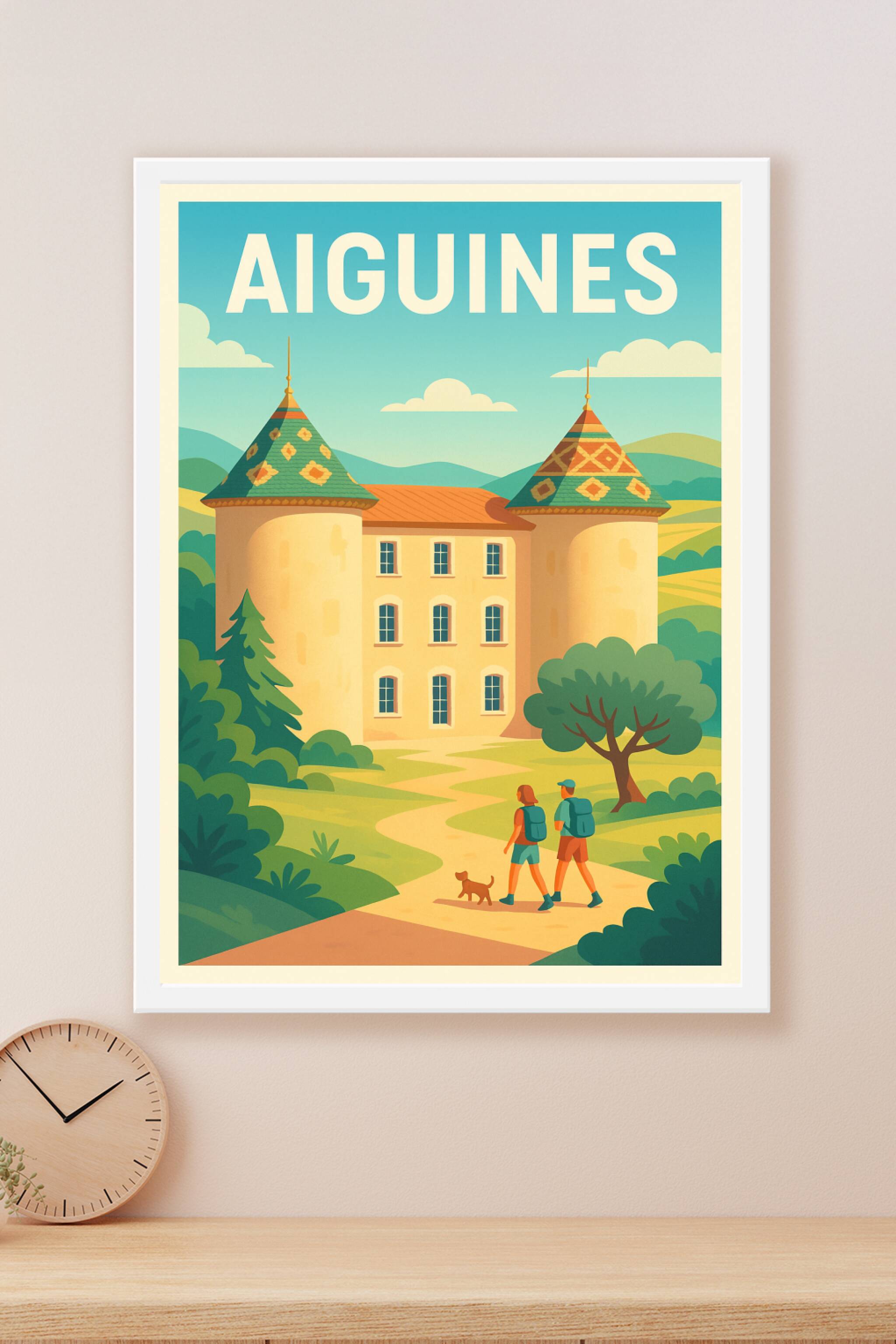 Affiche Aiguines — Voyage bucolique au cœur de la Provence · poster d'art de Aiguines