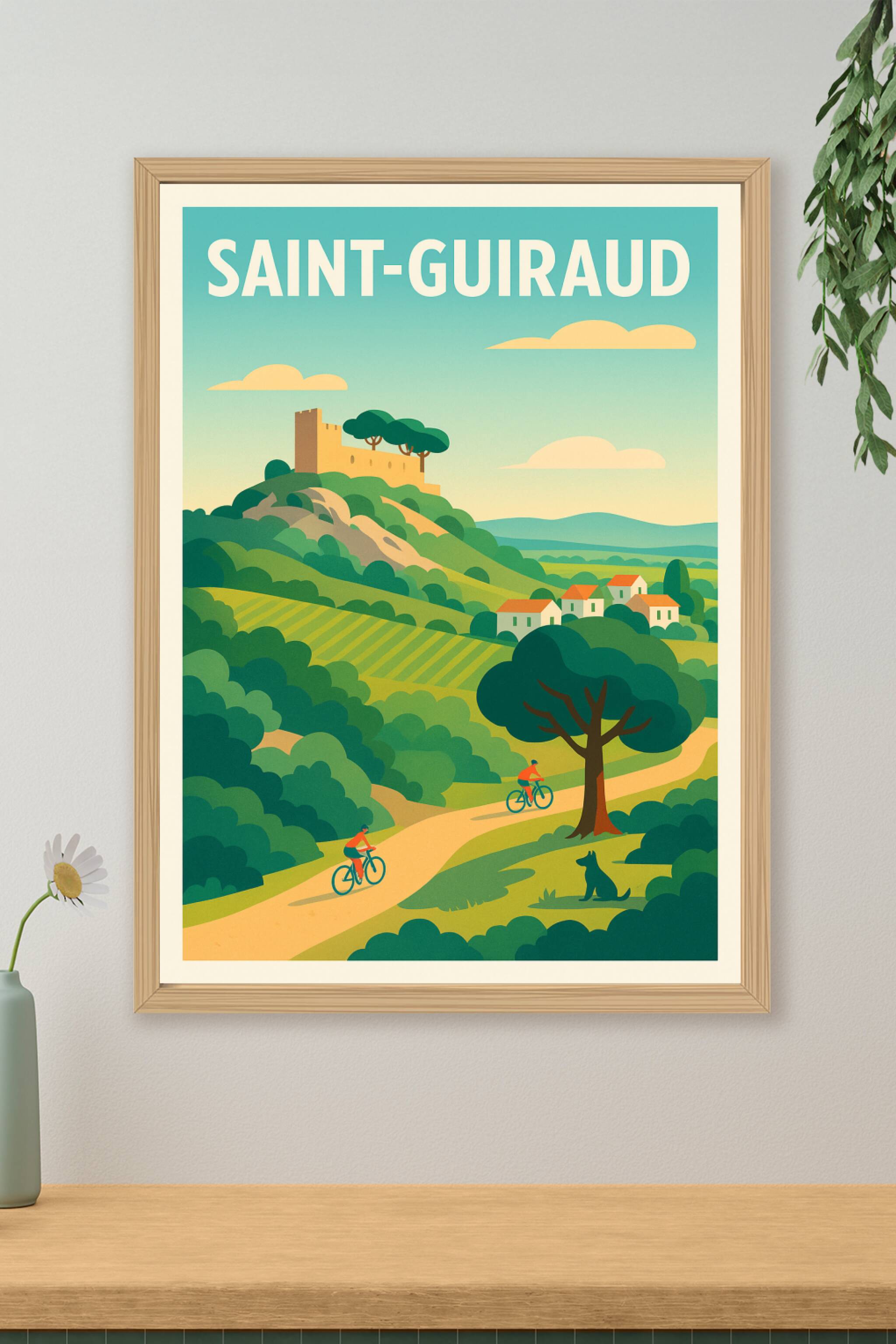 Affiche Saint-Guiraud — Nature et balade à vélo dans un paysage bucolique · poster d'art de Saint-Guiraud