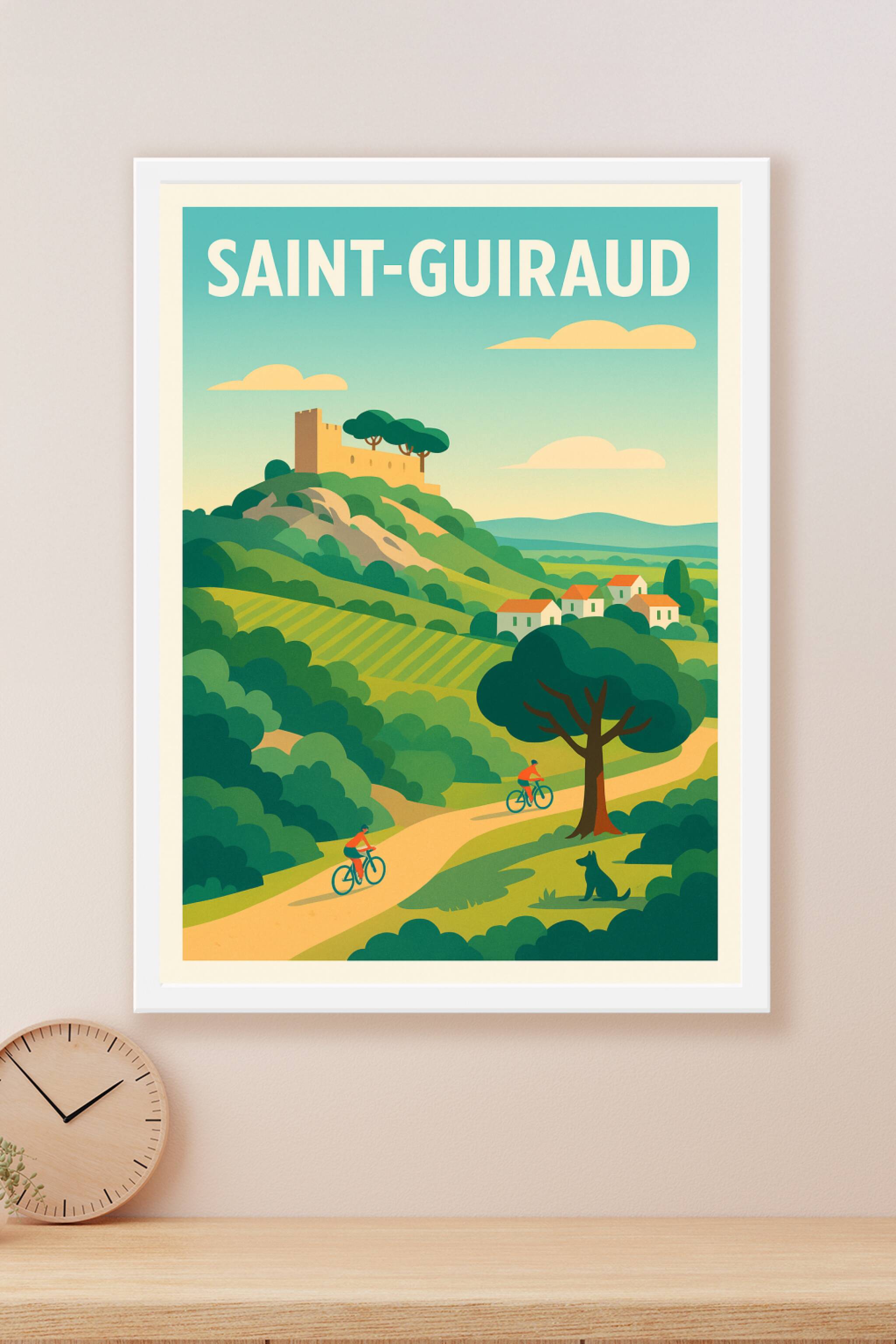 Affiche Saint-Guiraud — Nature et balade à vélo dans un paysage bucolique · poster d'art de Saint-Guiraud