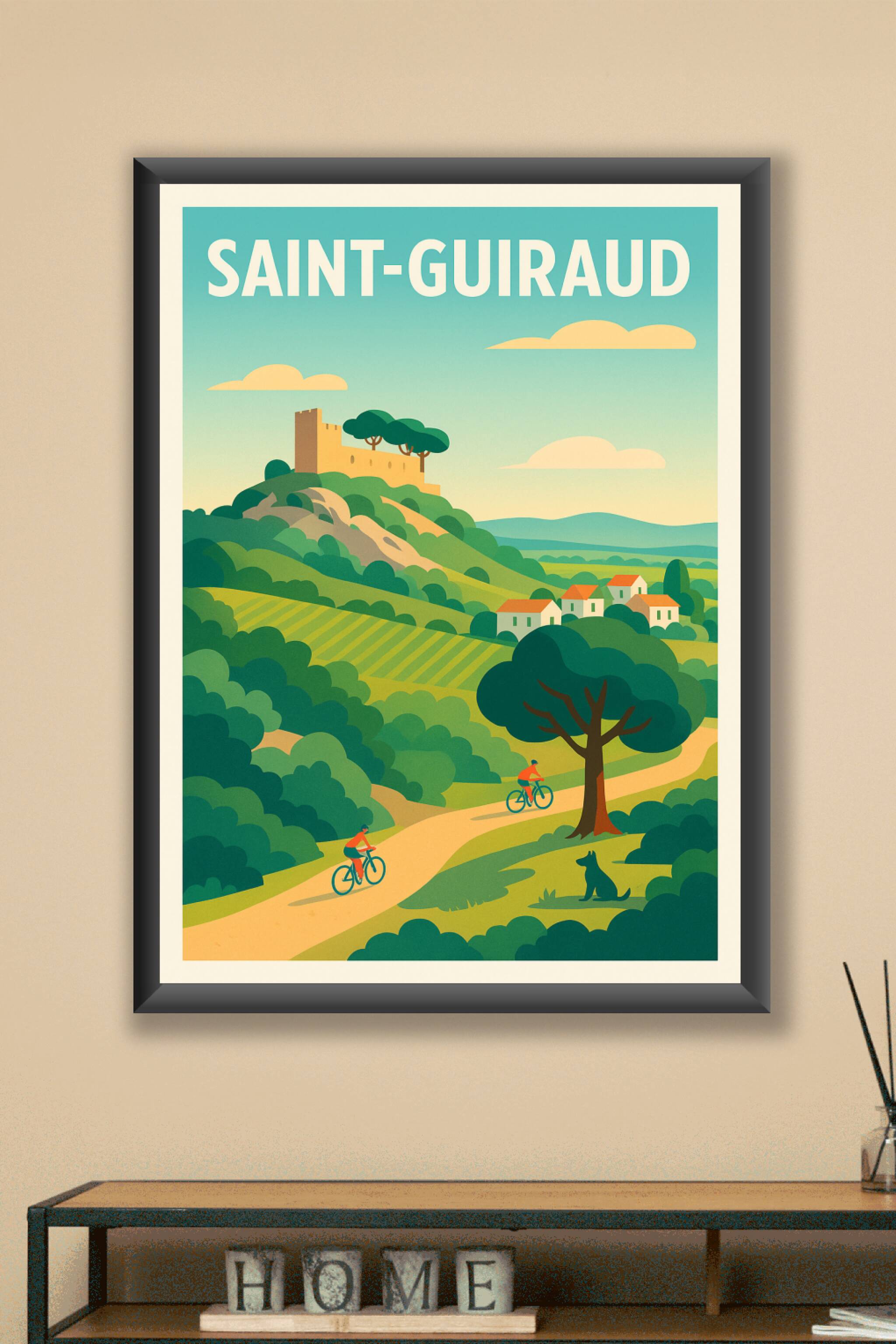 Affiche Saint-Guiraud — Nature et balade à vélo dans un paysage bucolique · poster d'art de Saint-Guiraud
