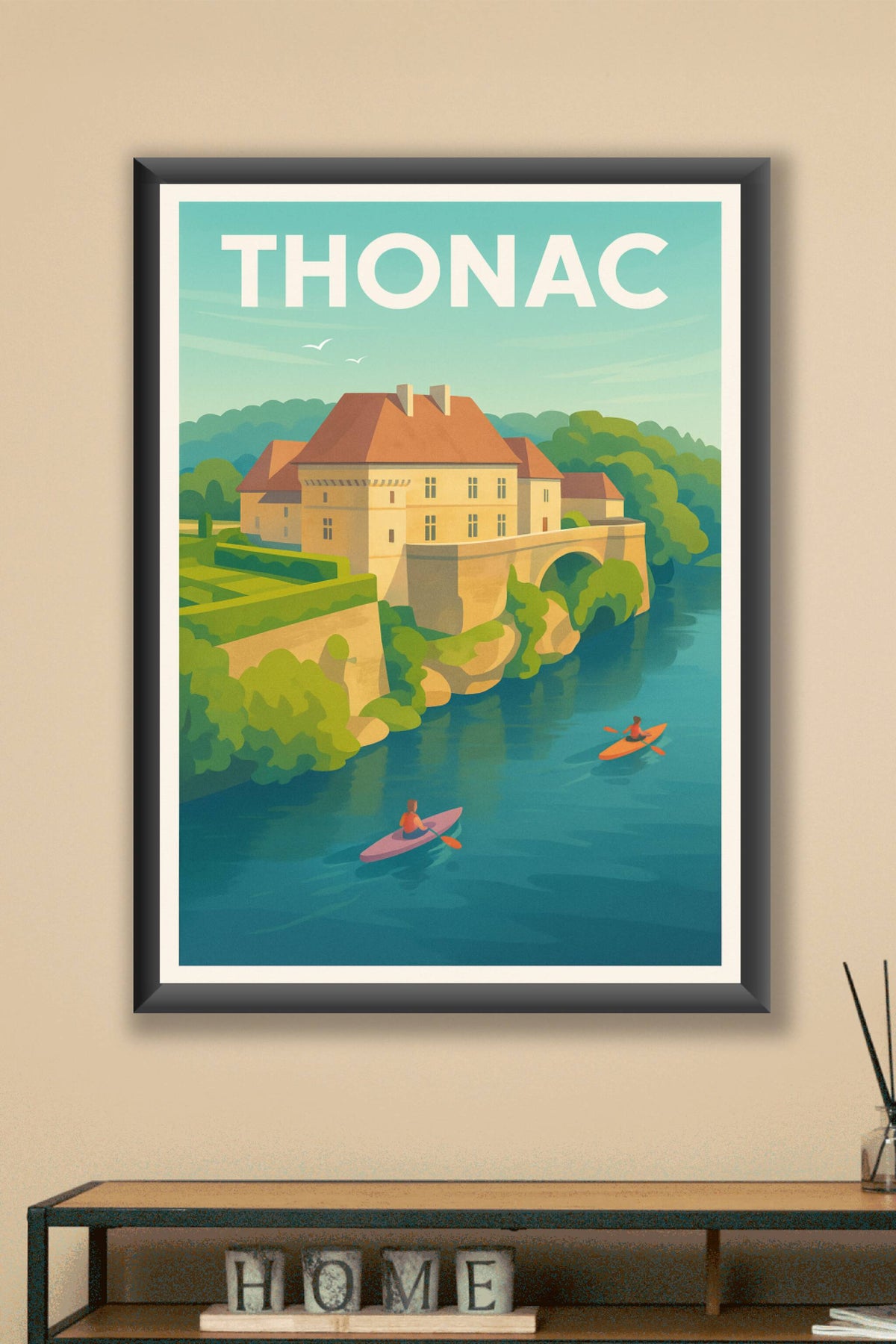 Affiche Thonac — Évasion paisible au fil de l'eau · poster d'art de Thonac