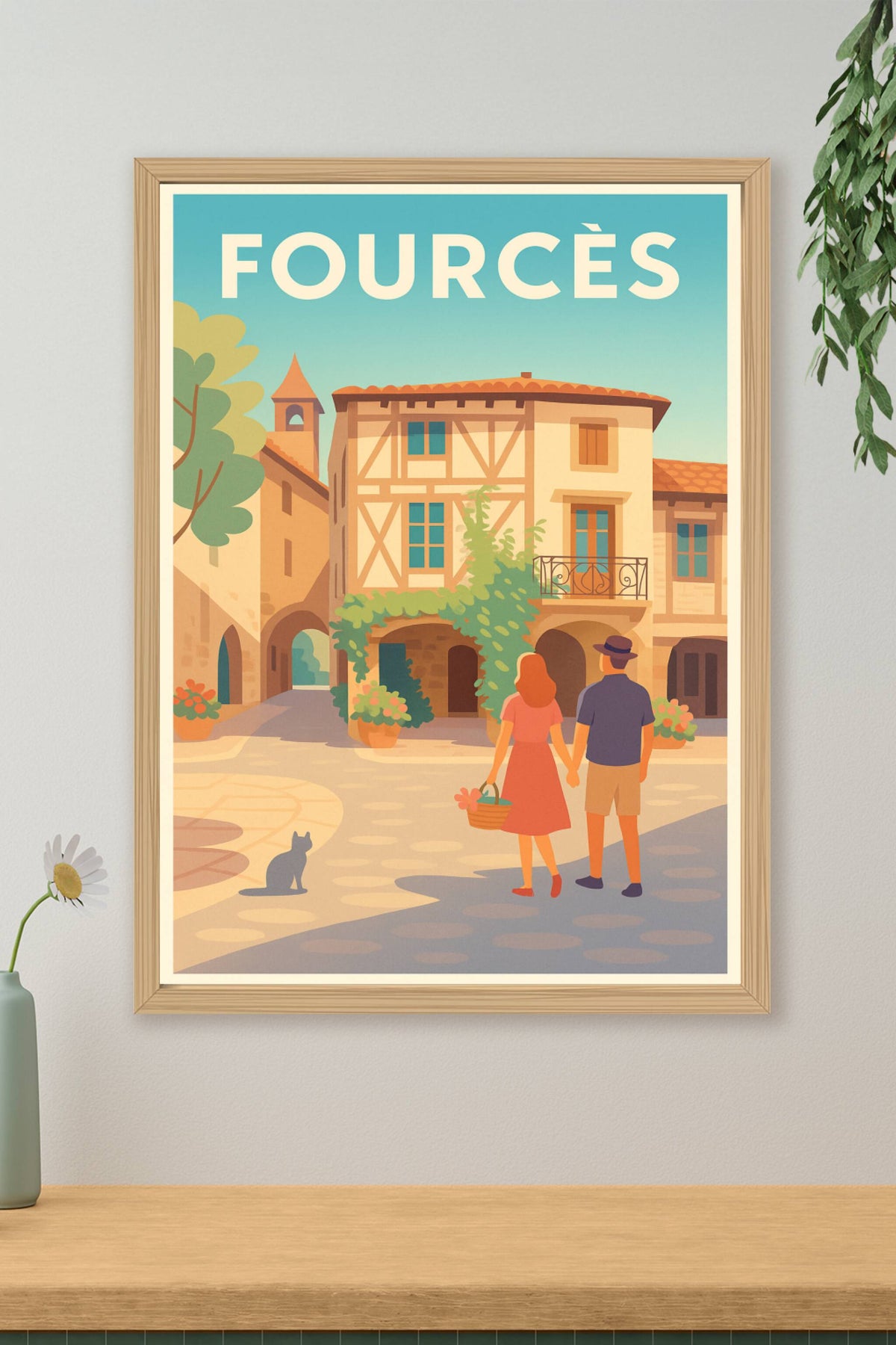 Affiche Fourcès — L'escapade romantique au cœur du village · poster d'art de Fourcès