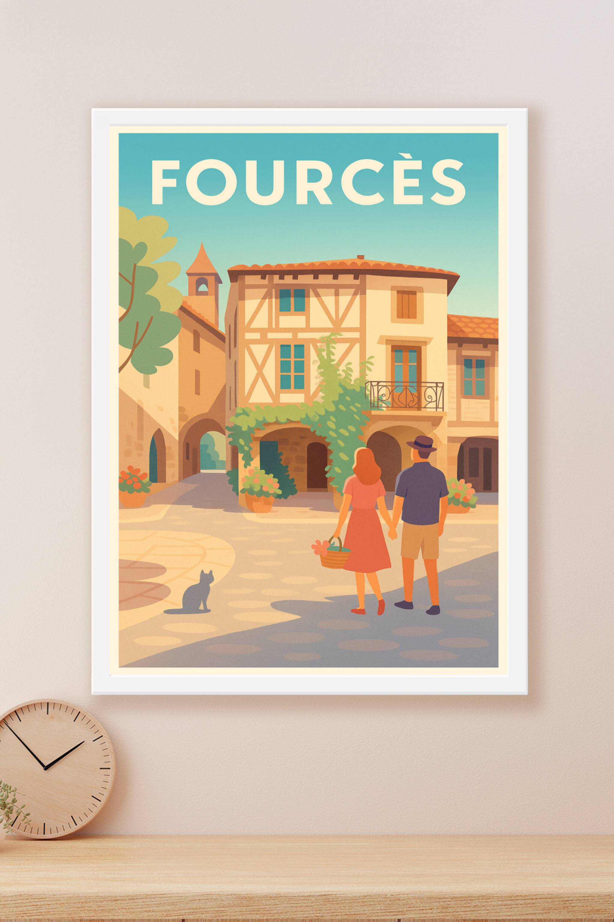 Affiche Fourcès — L'escapade romantique au cœur du village · poster d'art de Fourcès