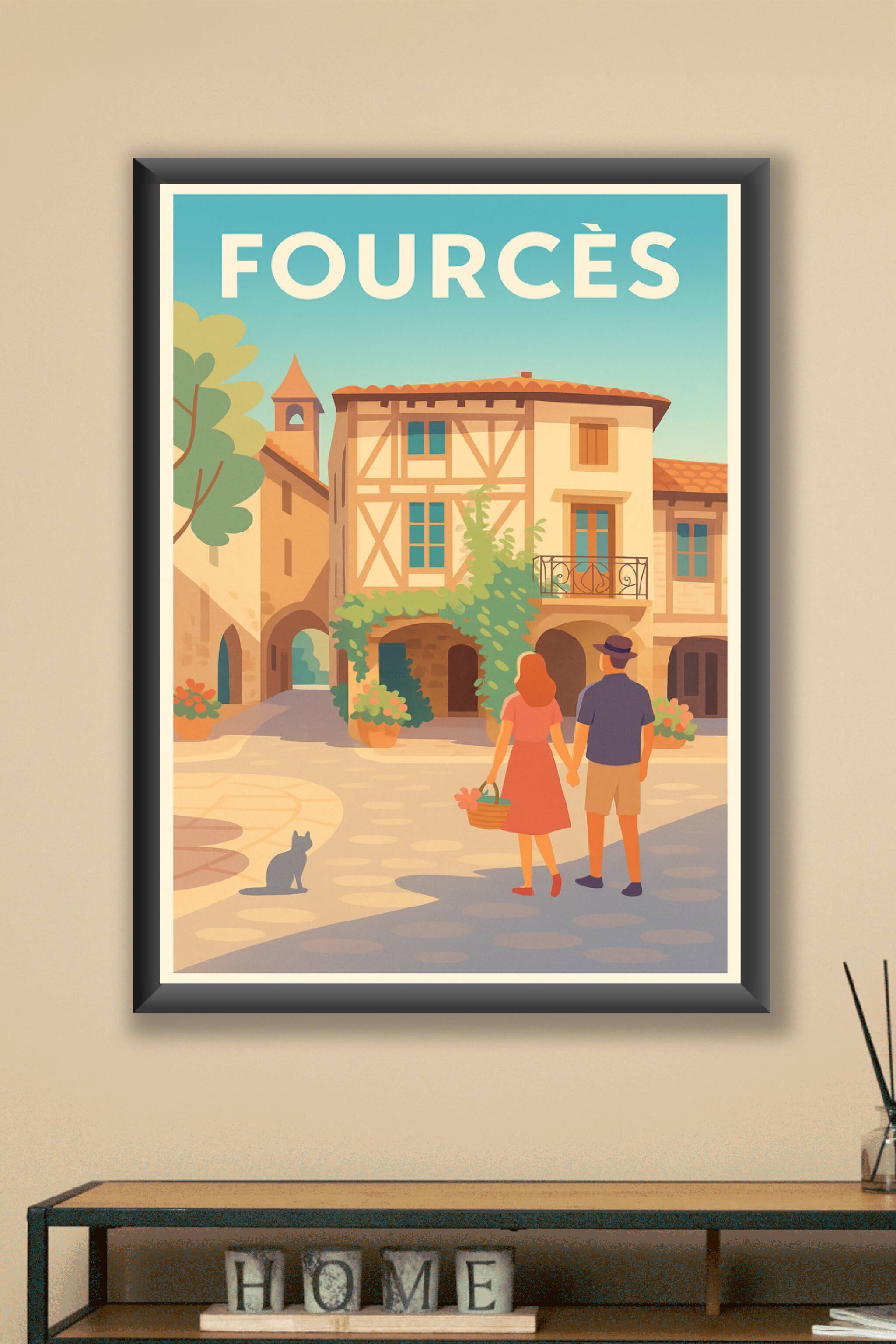 Affiche Fourcès — L'escapade romantique au cœur du village · poster d'art de Fourcès