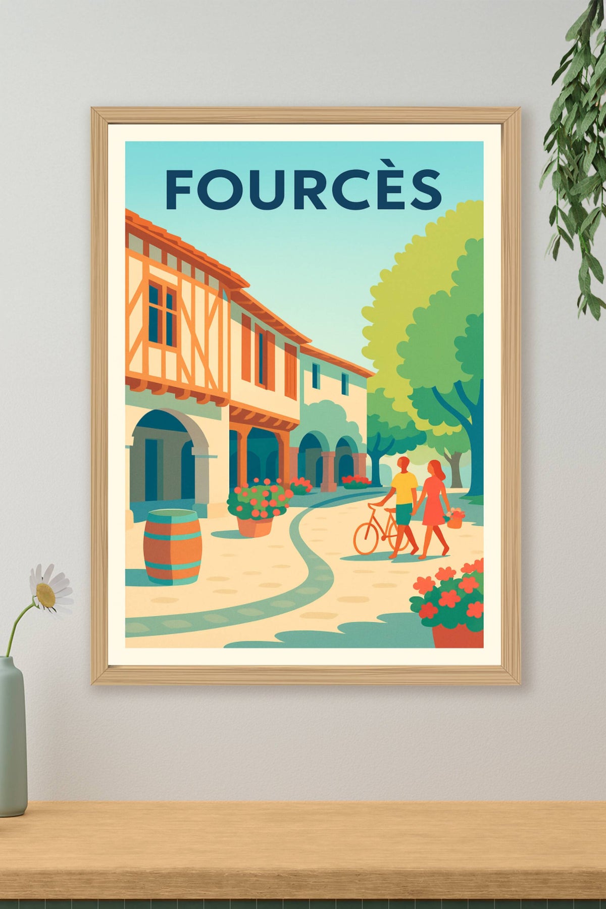 Affiche Fourcès — Escapade romantique au village bastide · poster d'art de Fourcès
