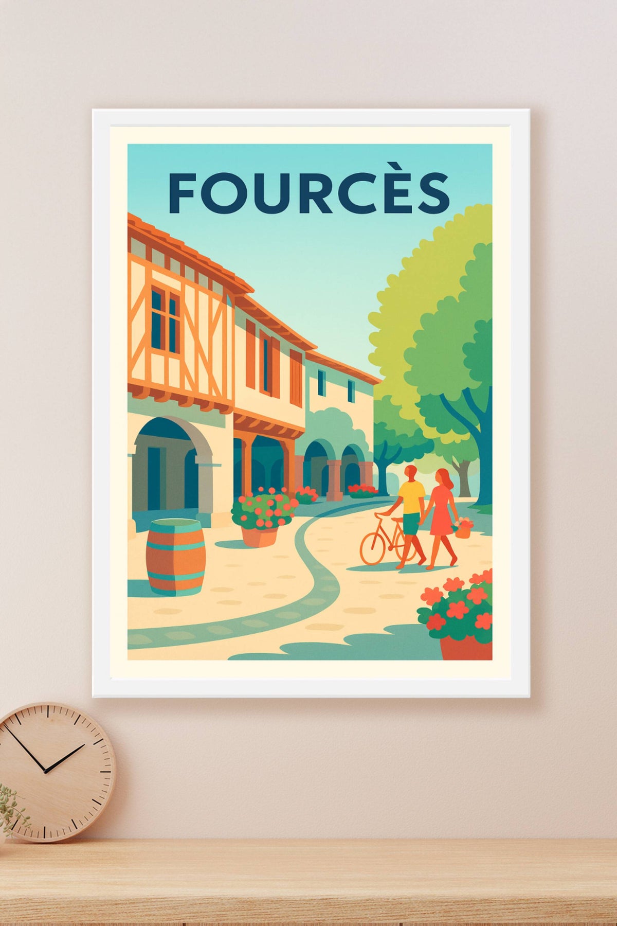 Affiche Fourcès — Escapade romantique au village bastide · poster d'art de Fourcès