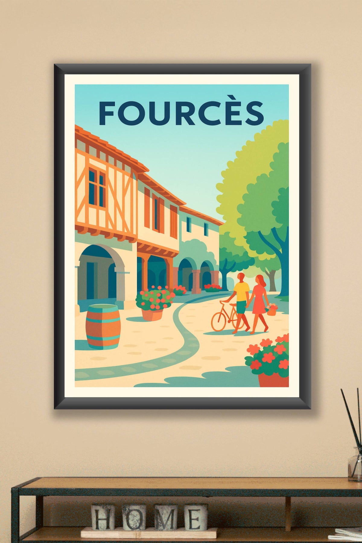 Affiche Fourcès — Escapade romantique au village bastide · poster d'art de Fourcès