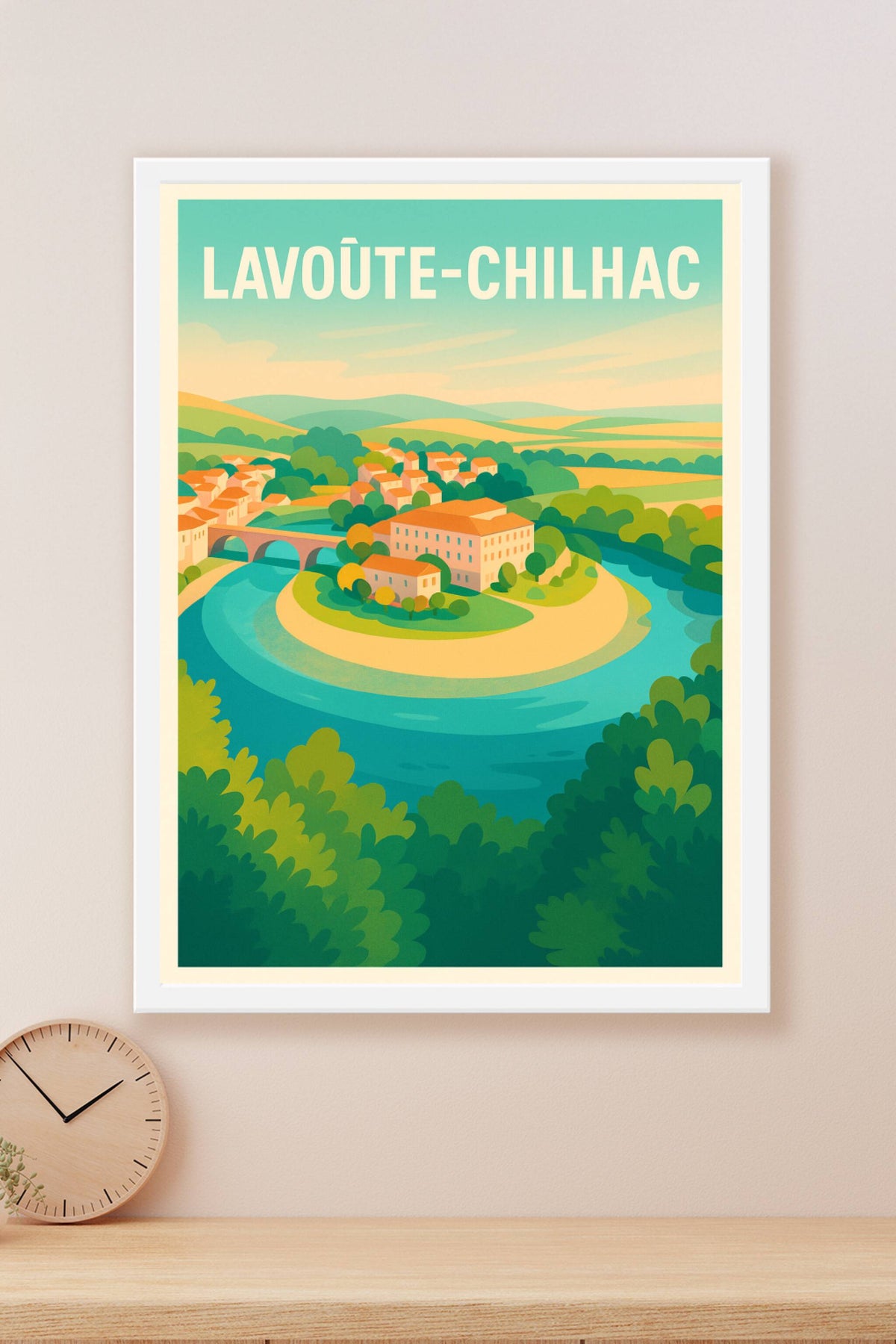 Affiche Lavoûte-Chilhac — Charme bucolique de la Haute-Loire · poster d'art de Lavoûte-Chilhac
