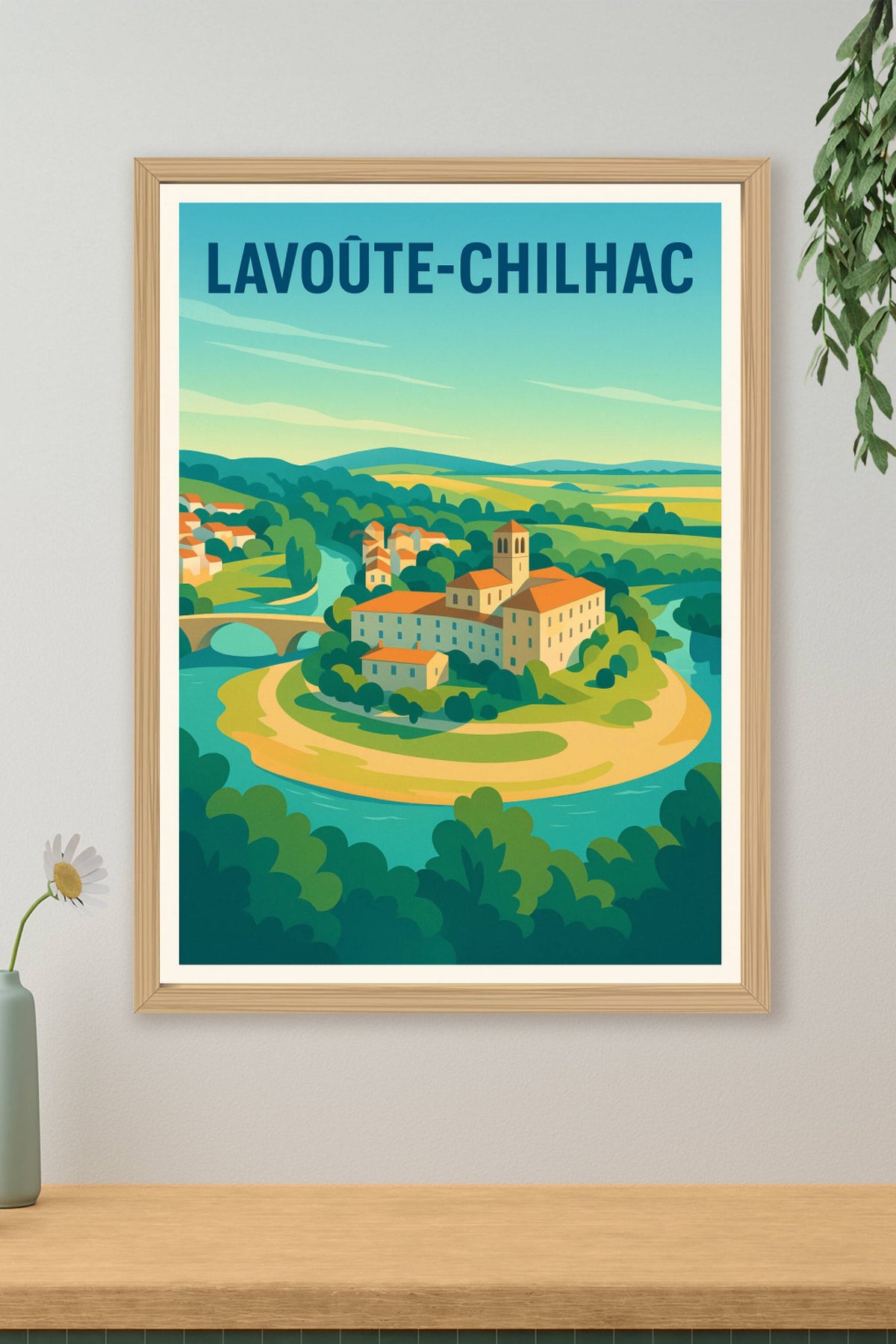 Affiche Lavoûte-Chilhac — Le charme intemporel au bord de l'Allier · poster d'art de Lavoûte-Chilhac