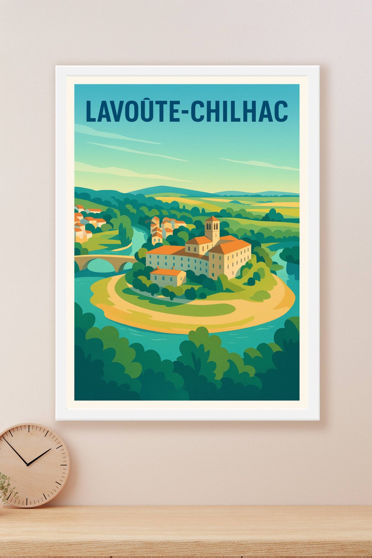 Affiche Lavoûte-Chilhac — Le charme intemporel au bord de l'Allier · poster d'art de Lavoûte-Chilhac