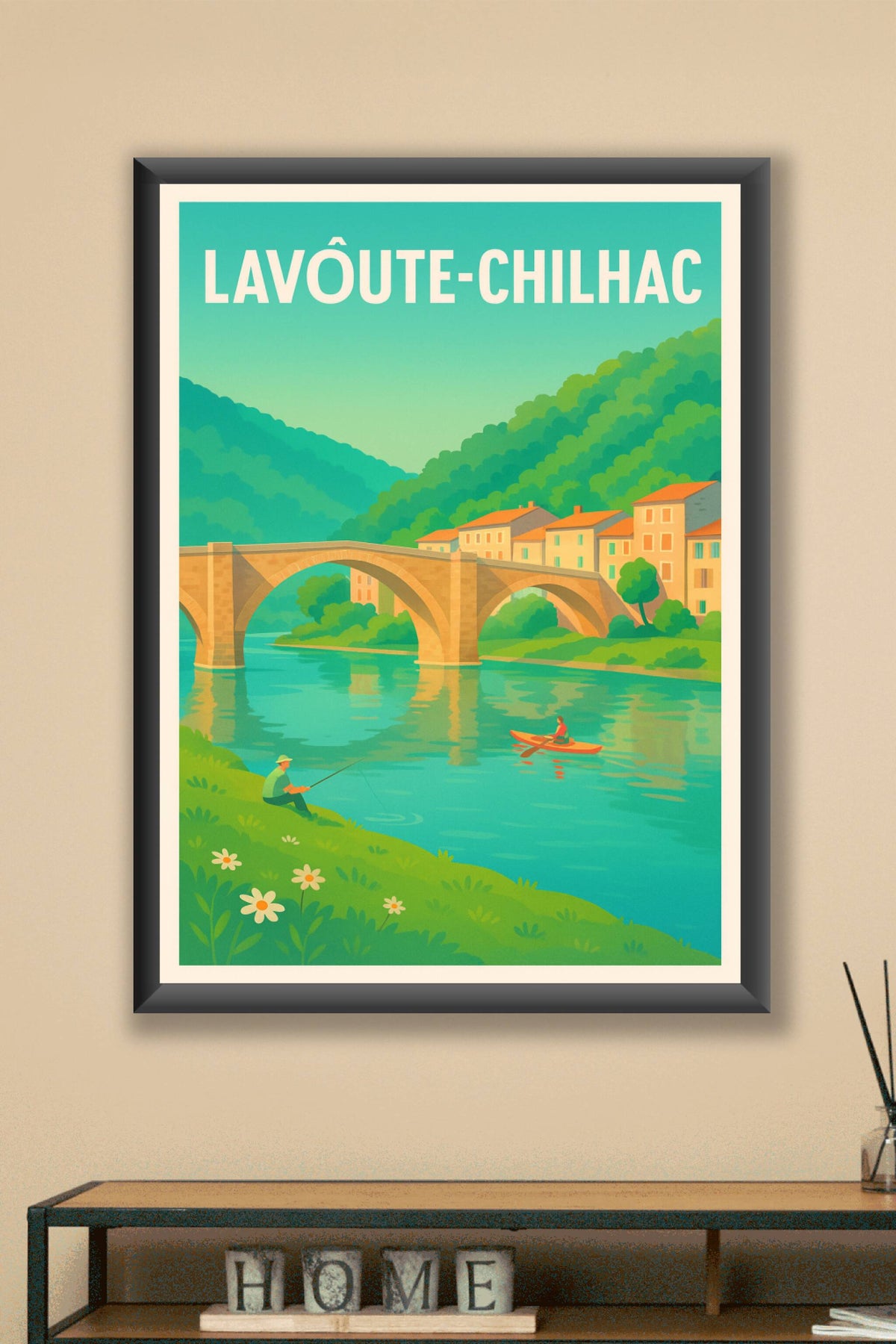 Affiche Lavôute-Chilhac — Sérénité sur les rives de l'Allier · poster d'art de Lavôute-Chilhac