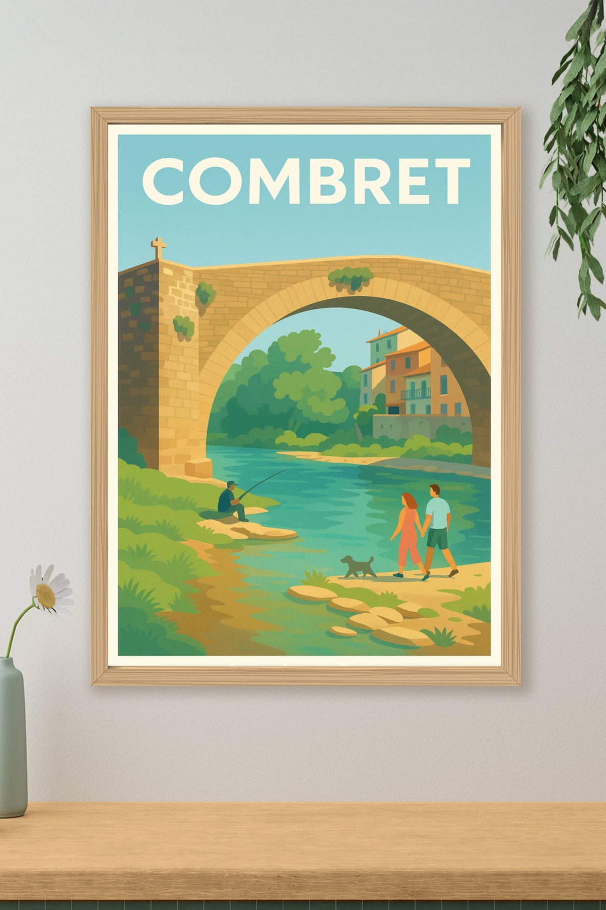 Affiche Combret — Promenade paisible au bord de la rivière · poster d'art de Combret