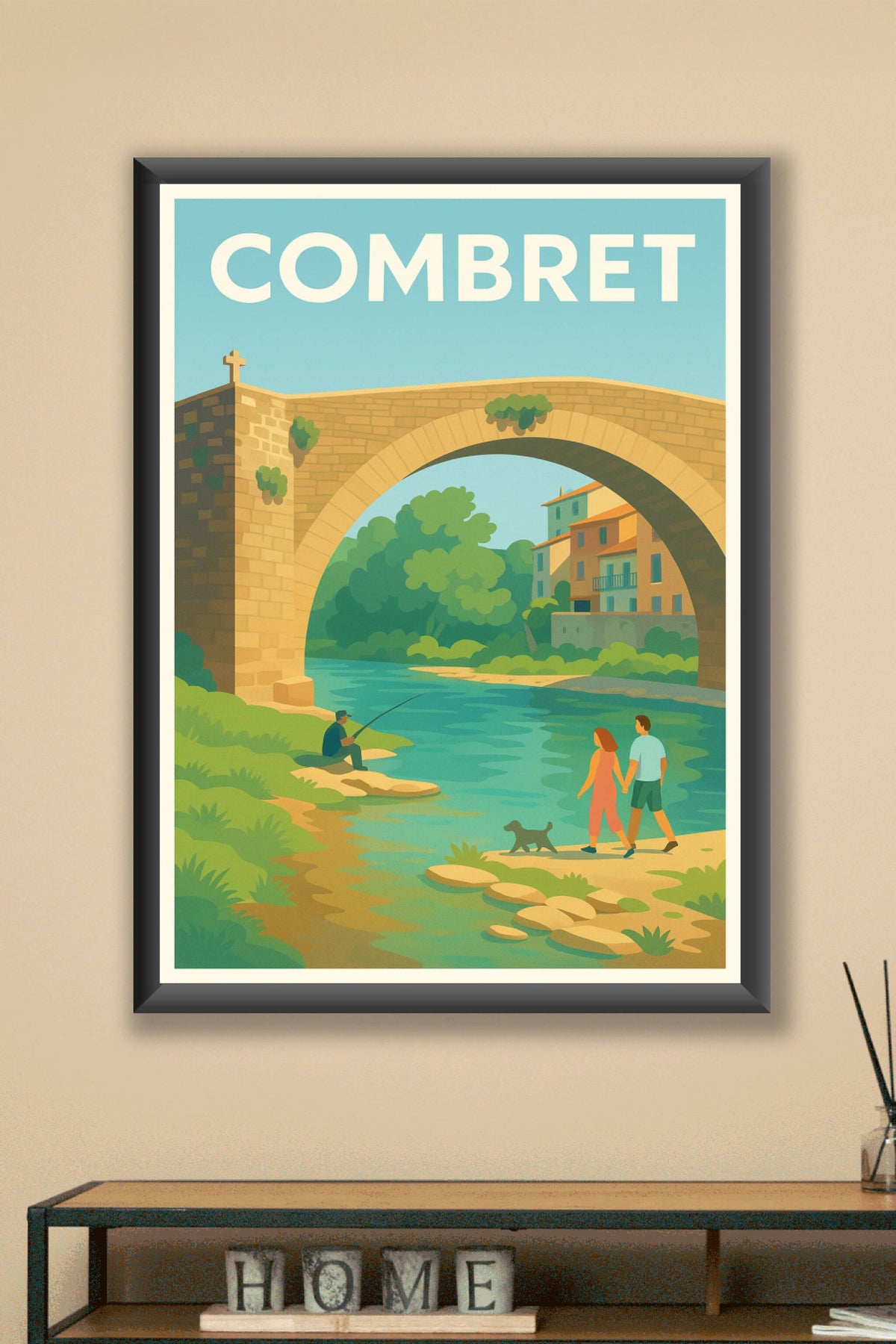 Affiche Combret — Promenade paisible au bord de la rivière · poster d'art de Combret