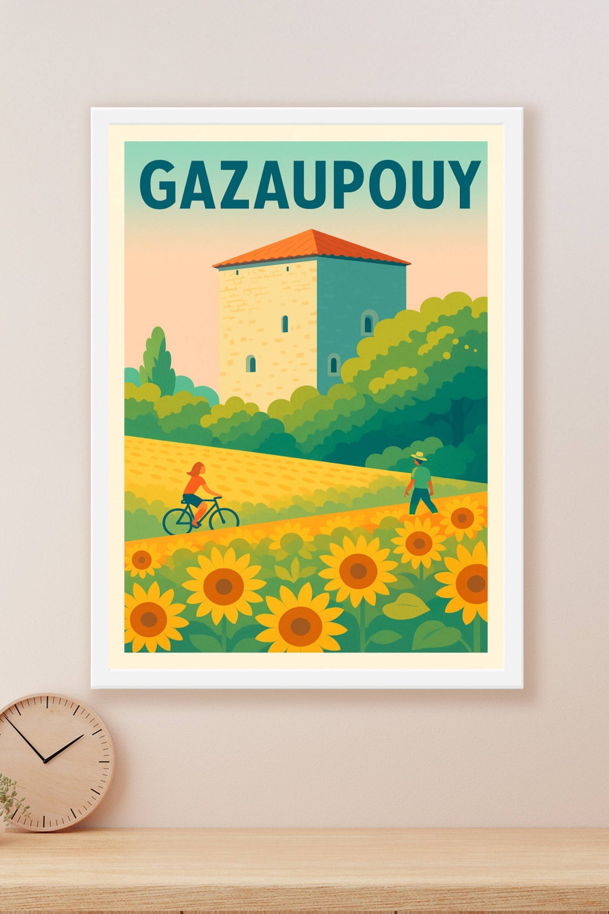 Affiche Gazaupouy — Évasion champêtre au cœur des tournesols · poster d'art de Gazaupouy