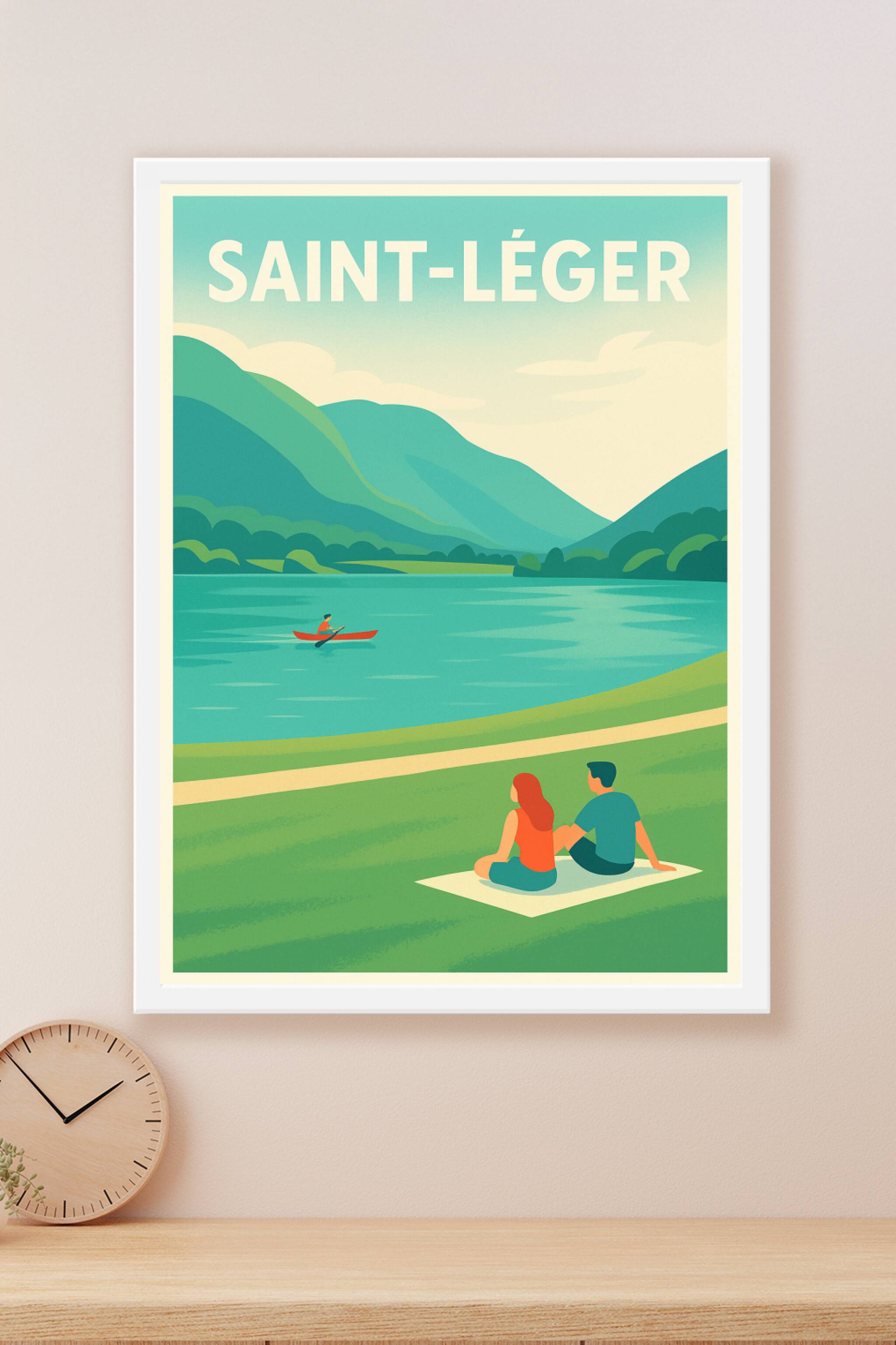 Affiche Saint-Léger — Une invitation à la détente au bord de l'eau · poster d'art de Saint-Léger