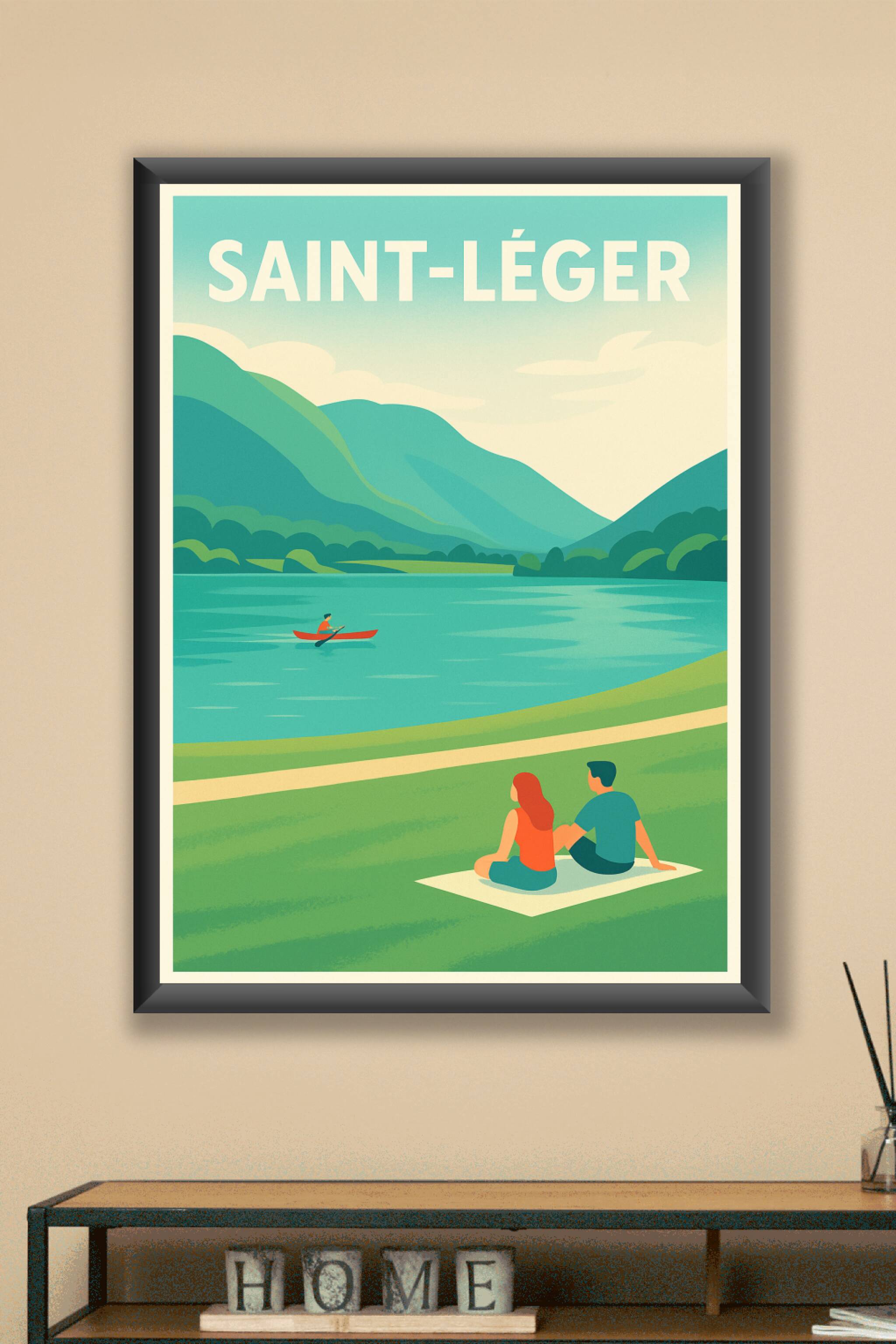 Affiche Saint-Léger — Une invitation à la détente au bord de l'eau · poster d'art de Saint-Léger