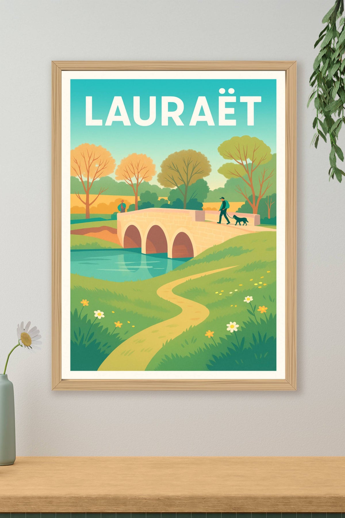 Affiche Lauraët — Charme bucolique et détente au bord de l'eau · poster d'art de Lauraët