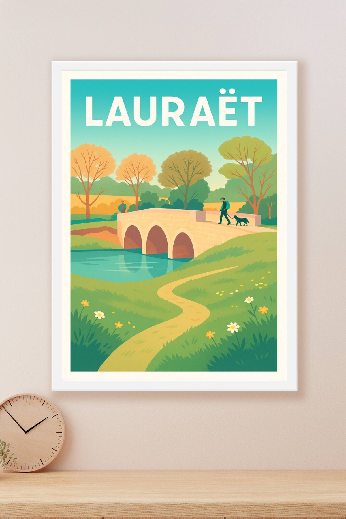 Affiche Lauraët — Charme bucolique et détente au bord de l'eau · poster d'art de Lauraët