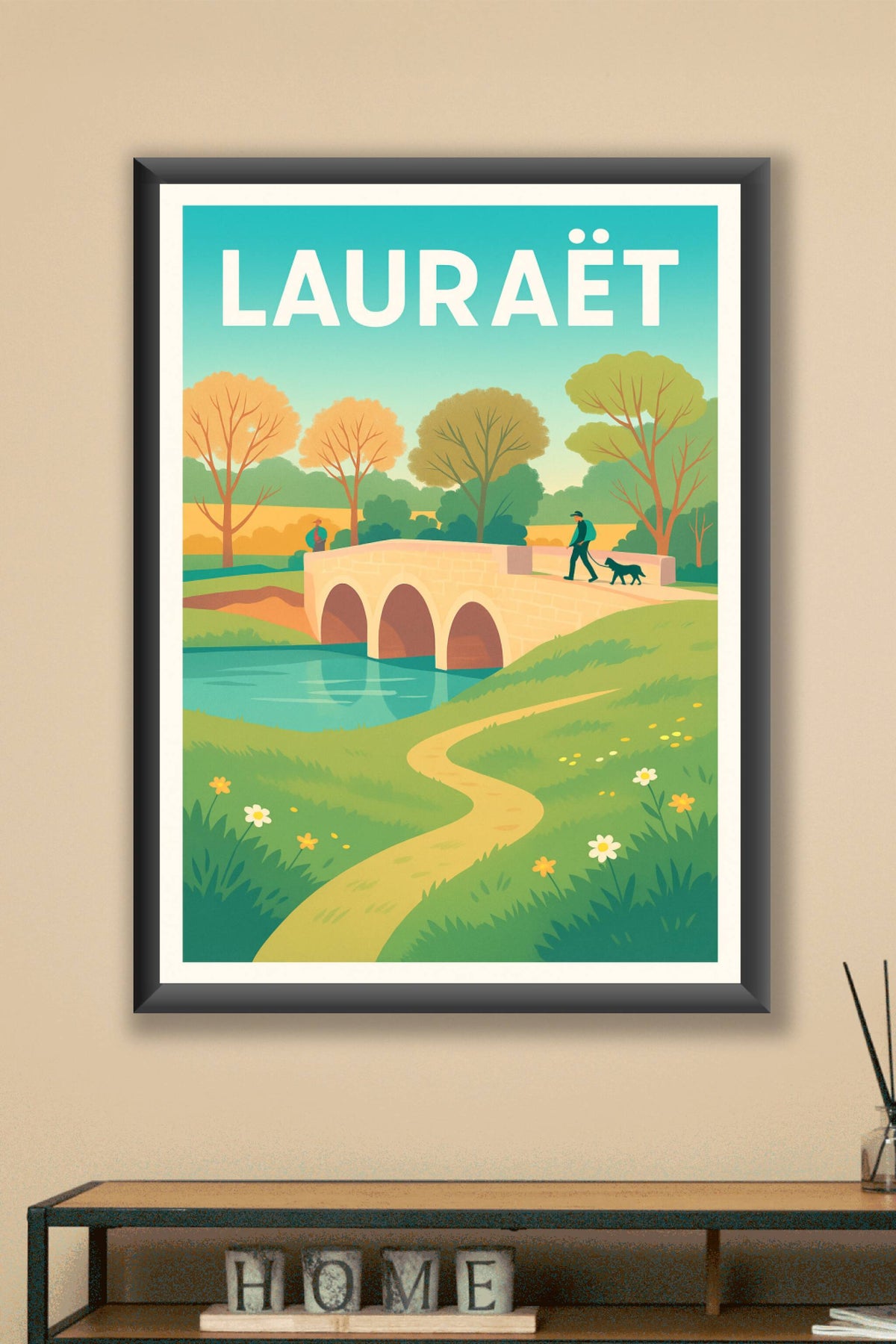 Affiche Lauraët — Charme bucolique et détente au bord de l'eau · poster d'art de Lauraët