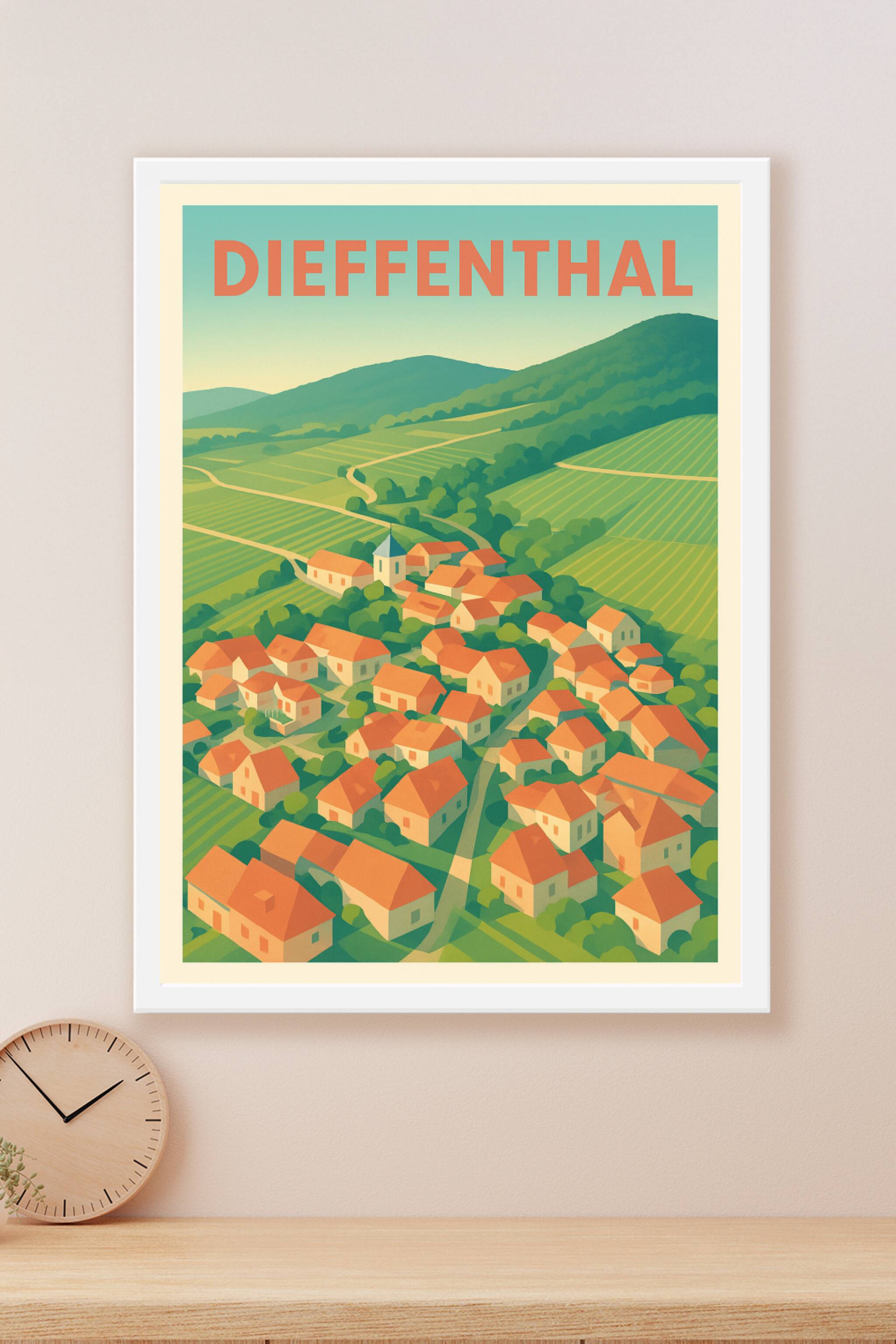 Affiche Dieffenthal — Charme pictural d’un village alsacien · poster d'art de Dieffenthal