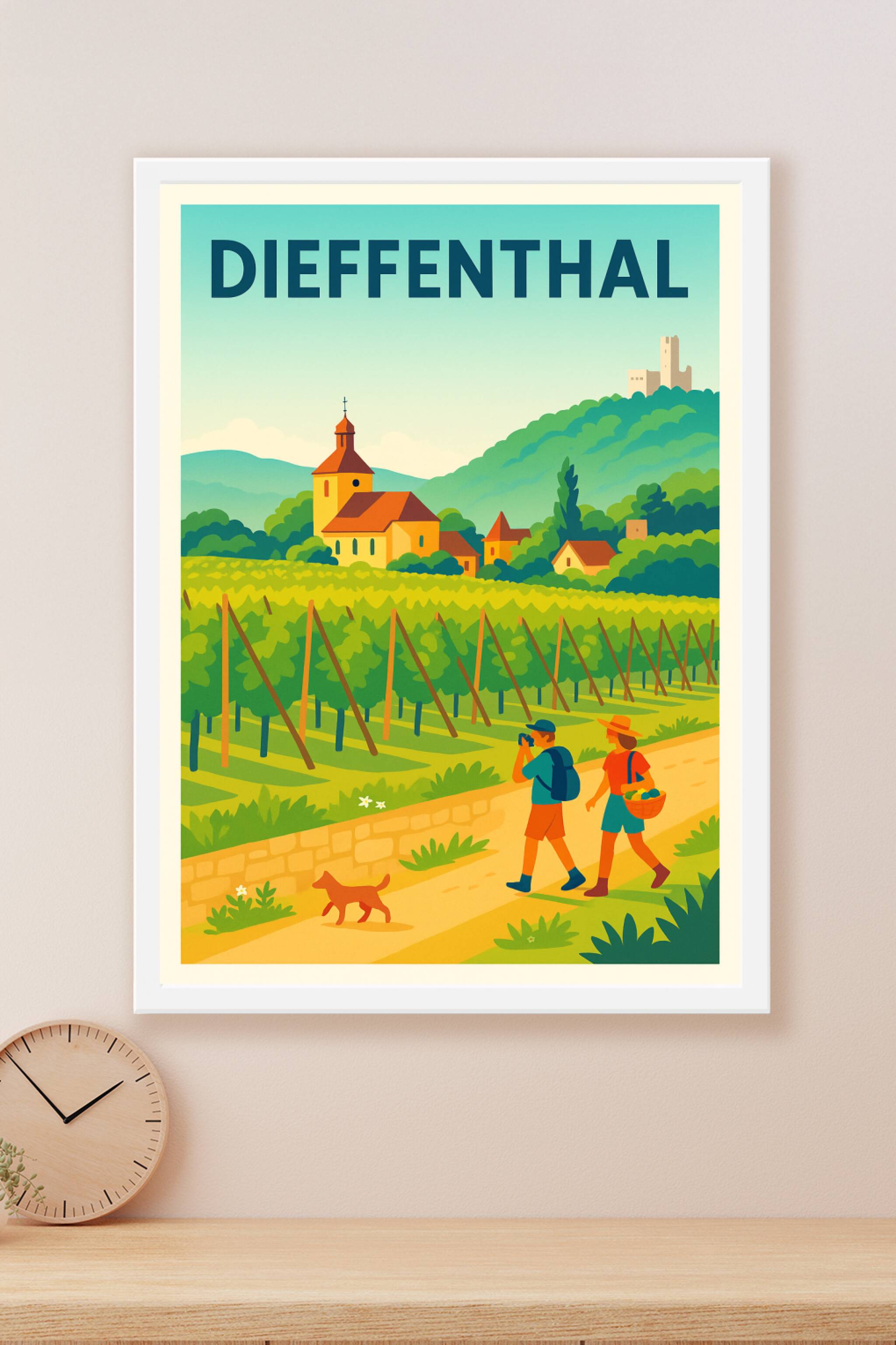 Affiche Dieffenthal — Balade bucolique au cœur des vignes · poster d'art de Dieffenthal