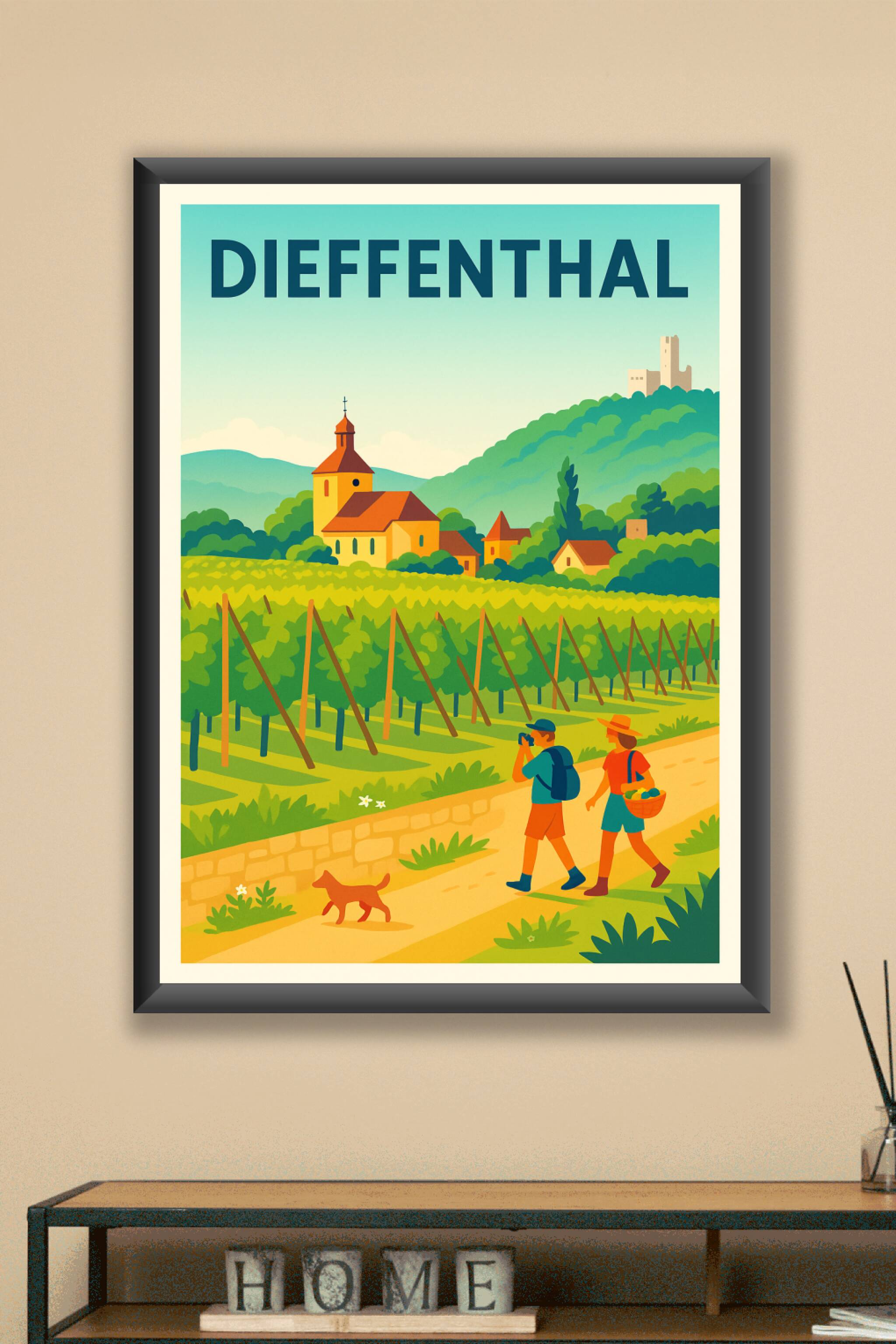 Affiche Dieffenthal — Balade bucolique au cœur des vignes · poster d'art de Dieffenthal