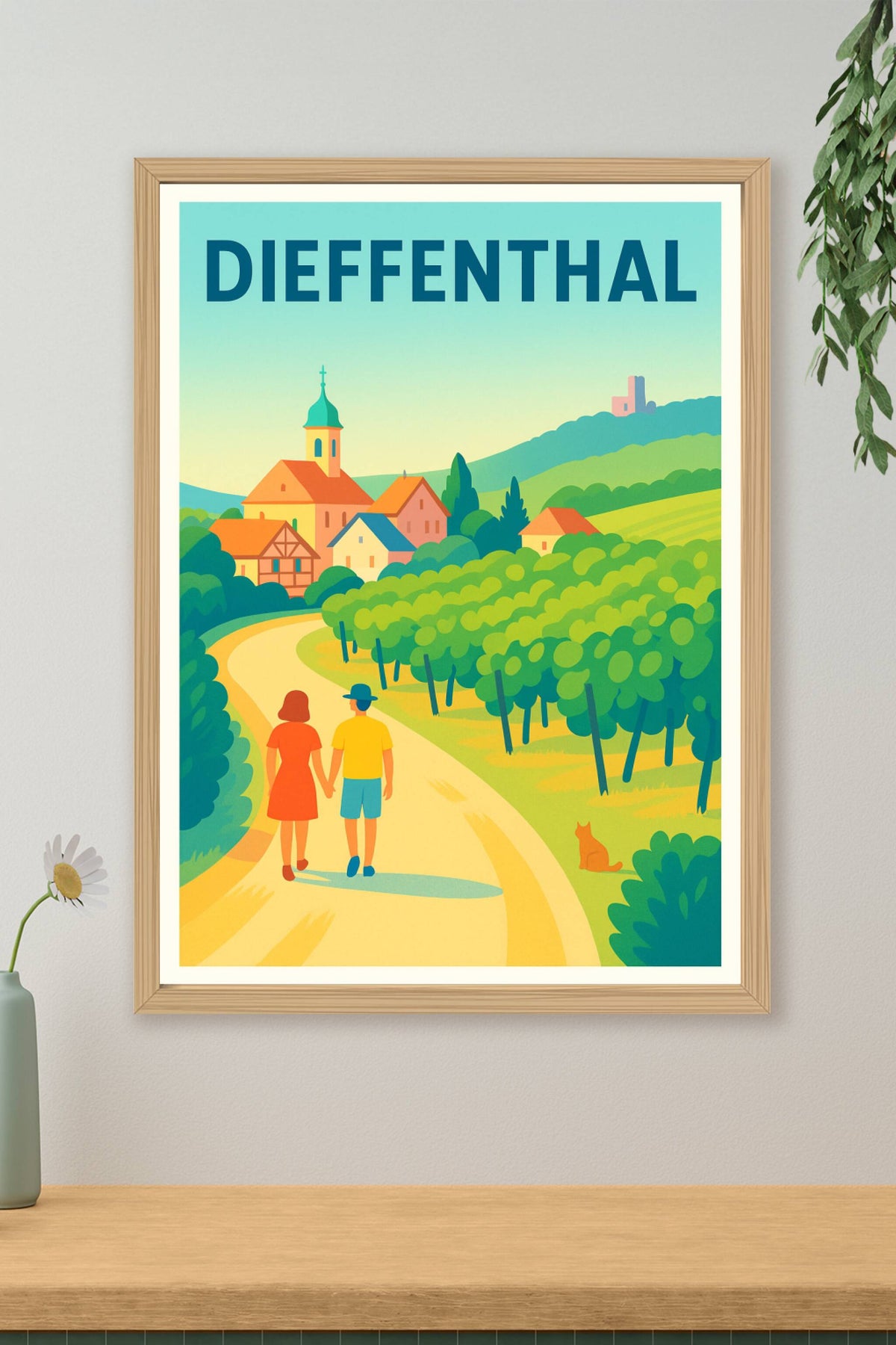Affiche Dieffenthal — Promenade bucolique au cœur des vignes · poster d'art de Dieffenthal