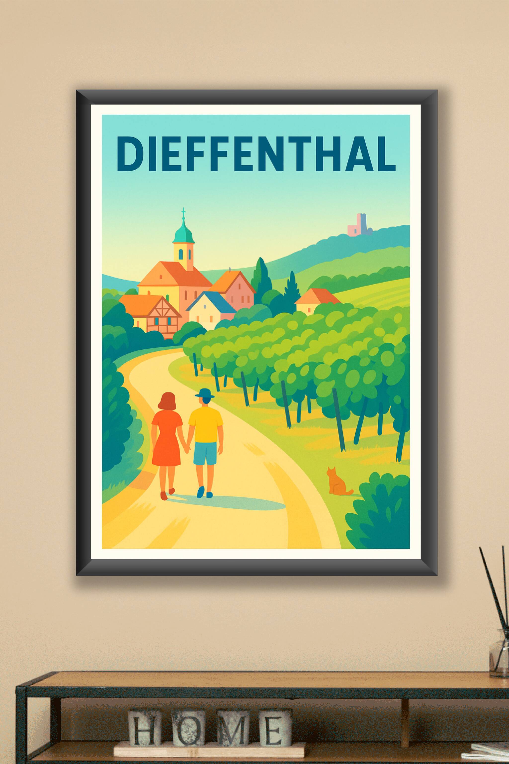 Affiche Dieffenthal — Promenade bucolique au cœur des vignes · poster d'art de Dieffenthal