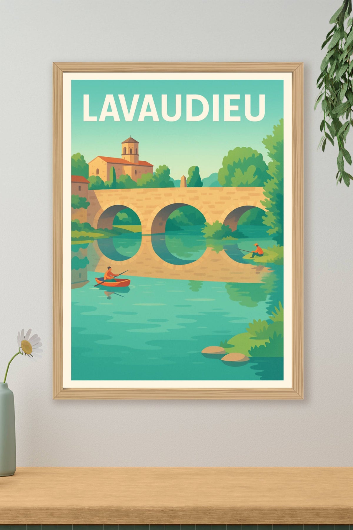 Affiche Lavaudieu — Charme et Sérénité au bord de l'eau · poster d'art de Lavaudieu