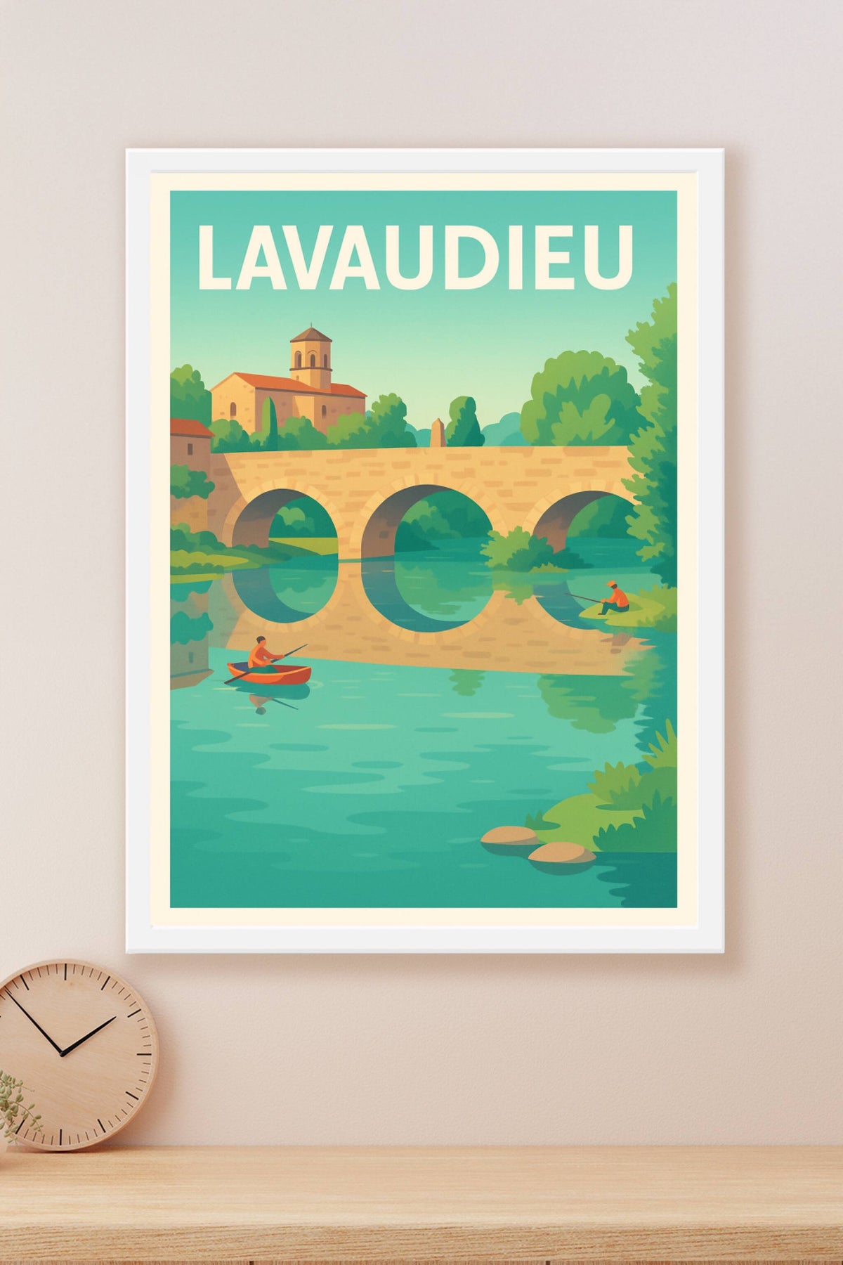 Affiche Lavaudieu — Charme et Sérénité au bord de l'eau · poster d'art de Lavaudieu