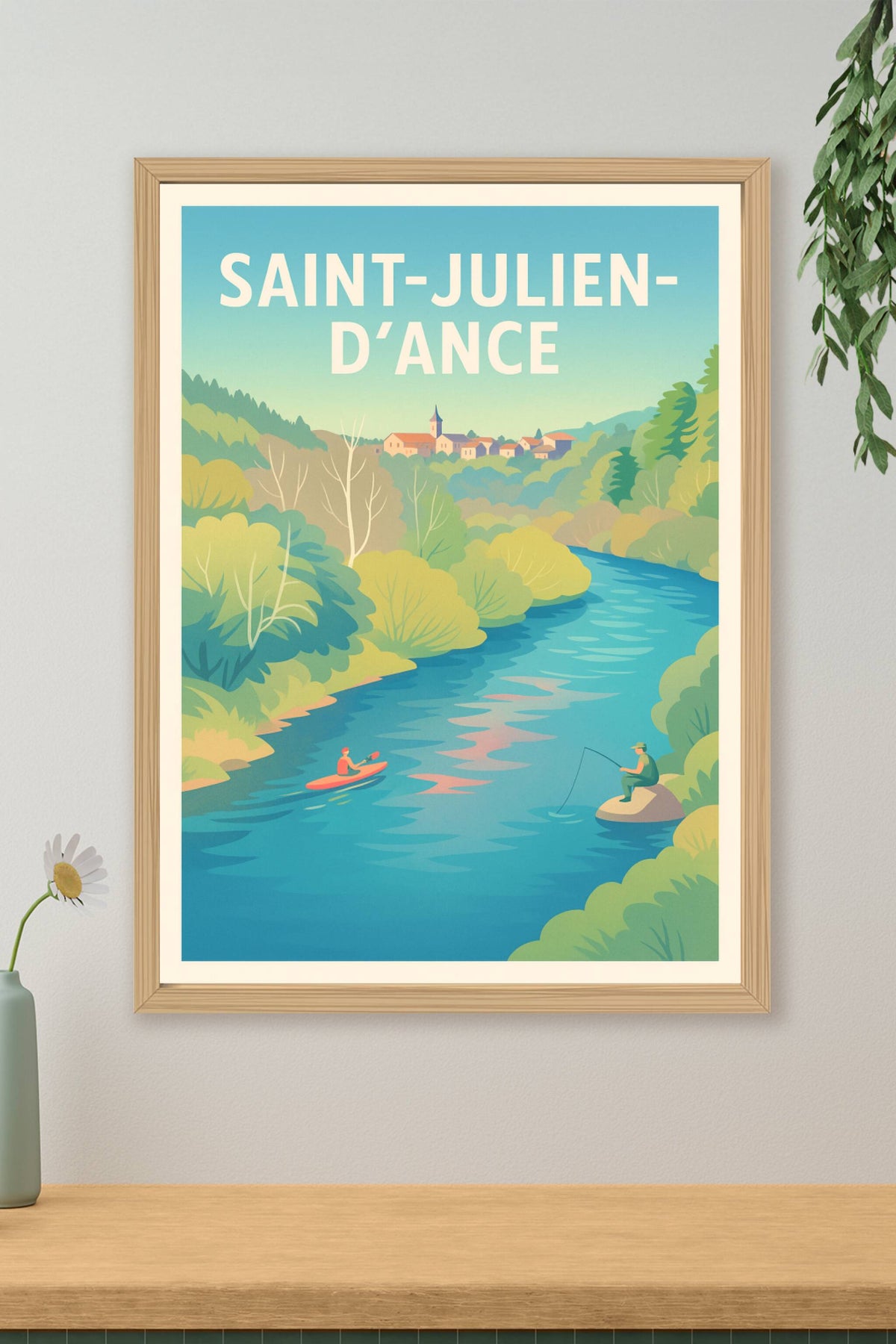 Affiche Saint-Julien-d'Ance — Évasion et sérénité au fil de l'eau · poster d'art de Saint-Julien-d'Ance