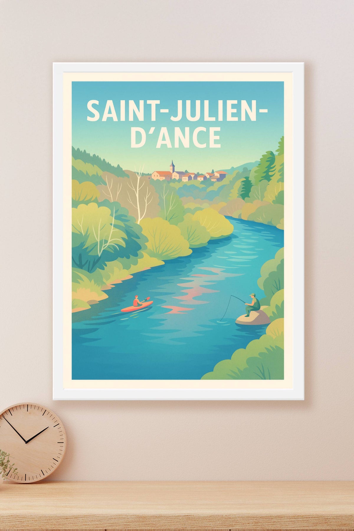 Affiche Saint-Julien-d'Ance — Évasion et sérénité au fil de l'eau · poster d'art de Saint-Julien-d'Ance