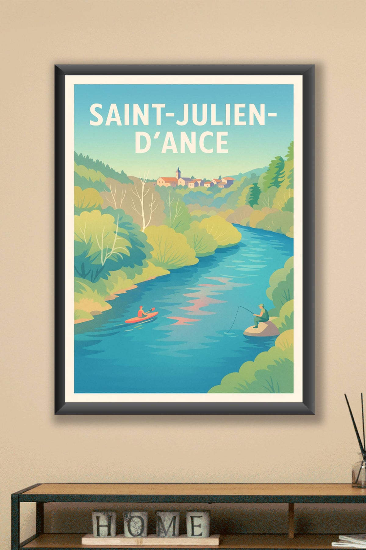 Affiche Saint-Julien-d'Ance — Évasion et sérénité au fil de l'eau · poster d'art de Saint-Julien-d'Ance