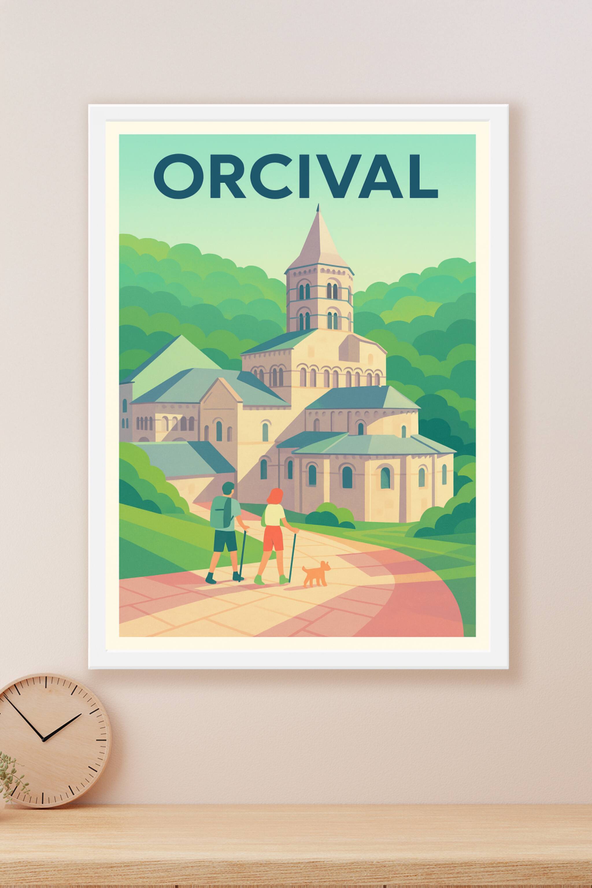 Affiche Orcival — Promenade au cœur du patrimoine roman · poster d'art de Orcival