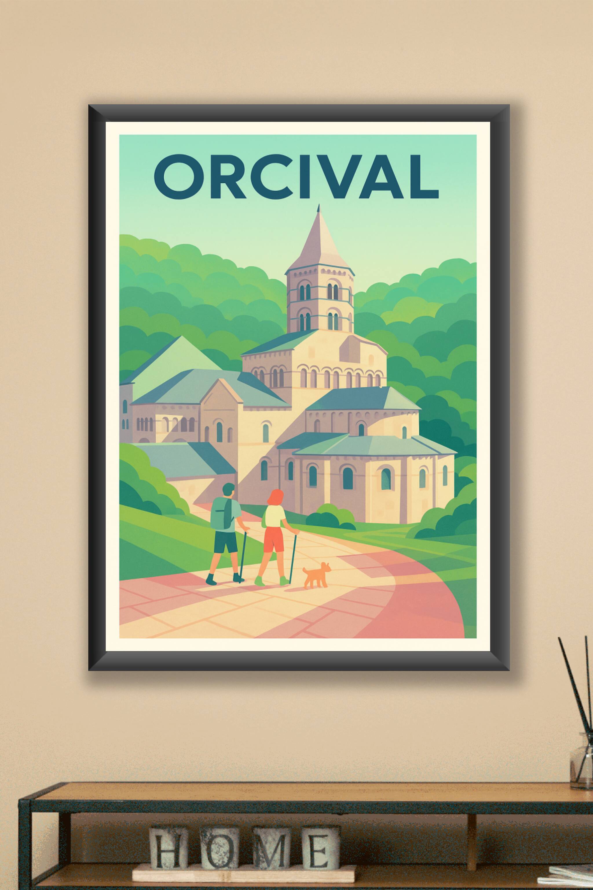 Affiche Orcival — Promenade au cœur du patrimoine roman · poster d'art de Orcival