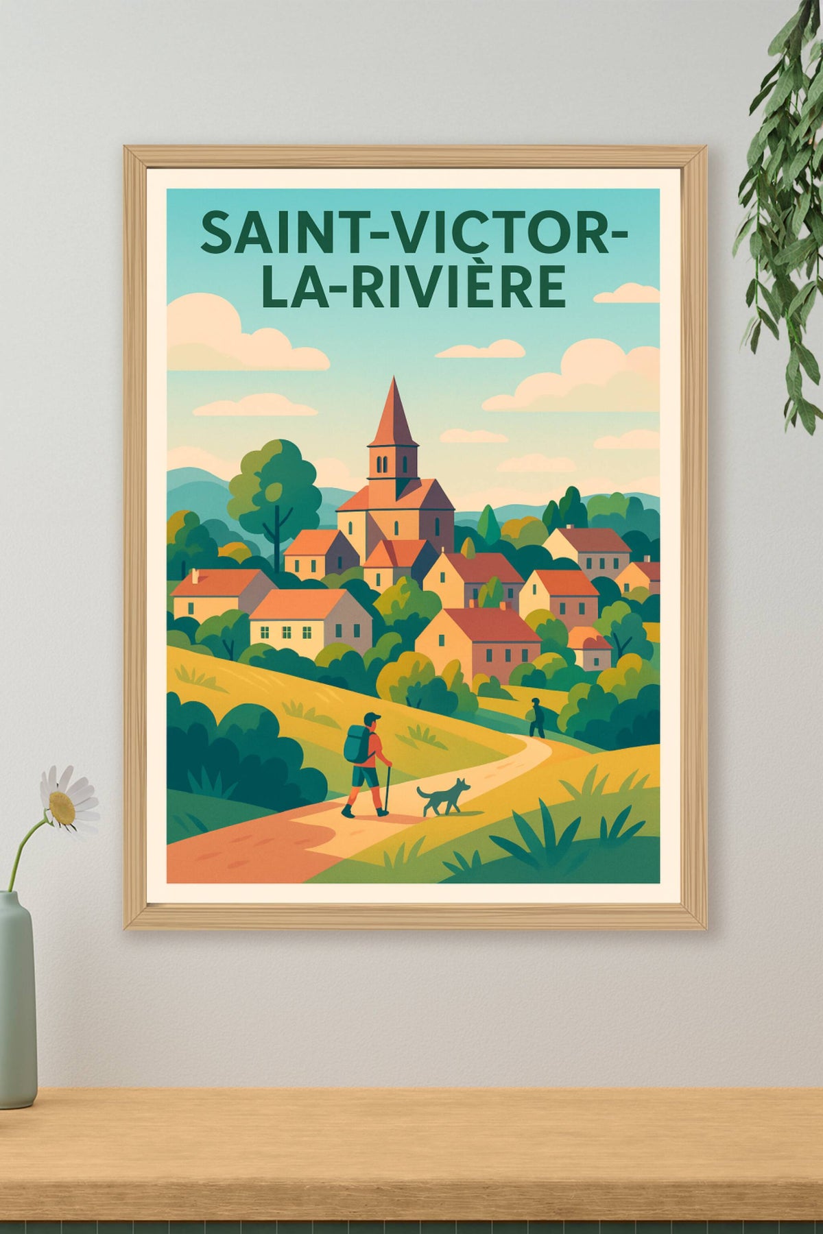 Affiche Saint-Victor-la-Rivière — L'escapade paisible au cœur de la nature · poster d'art de Saint-Victor-la-Rivière