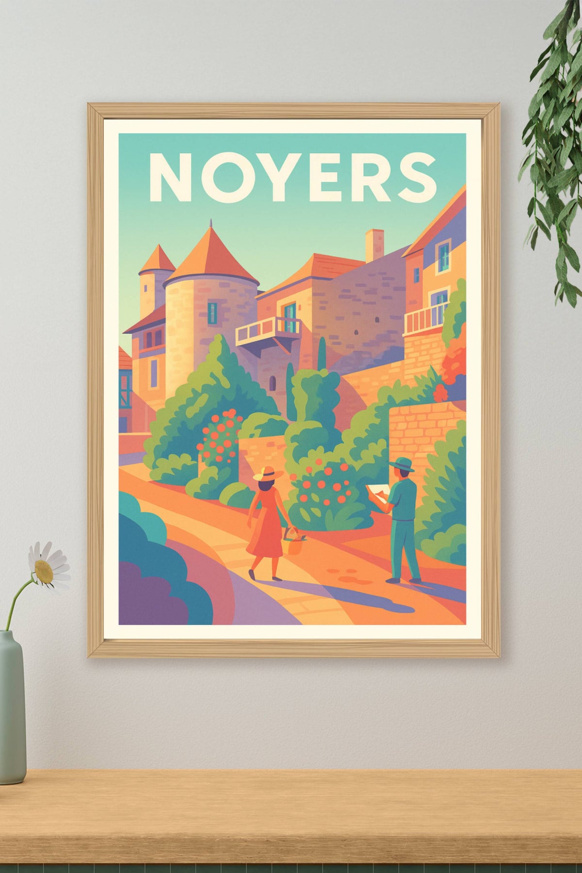 Affiche Noyers — Charme médiéval en couleurs pastel · poster d'art de Noyers